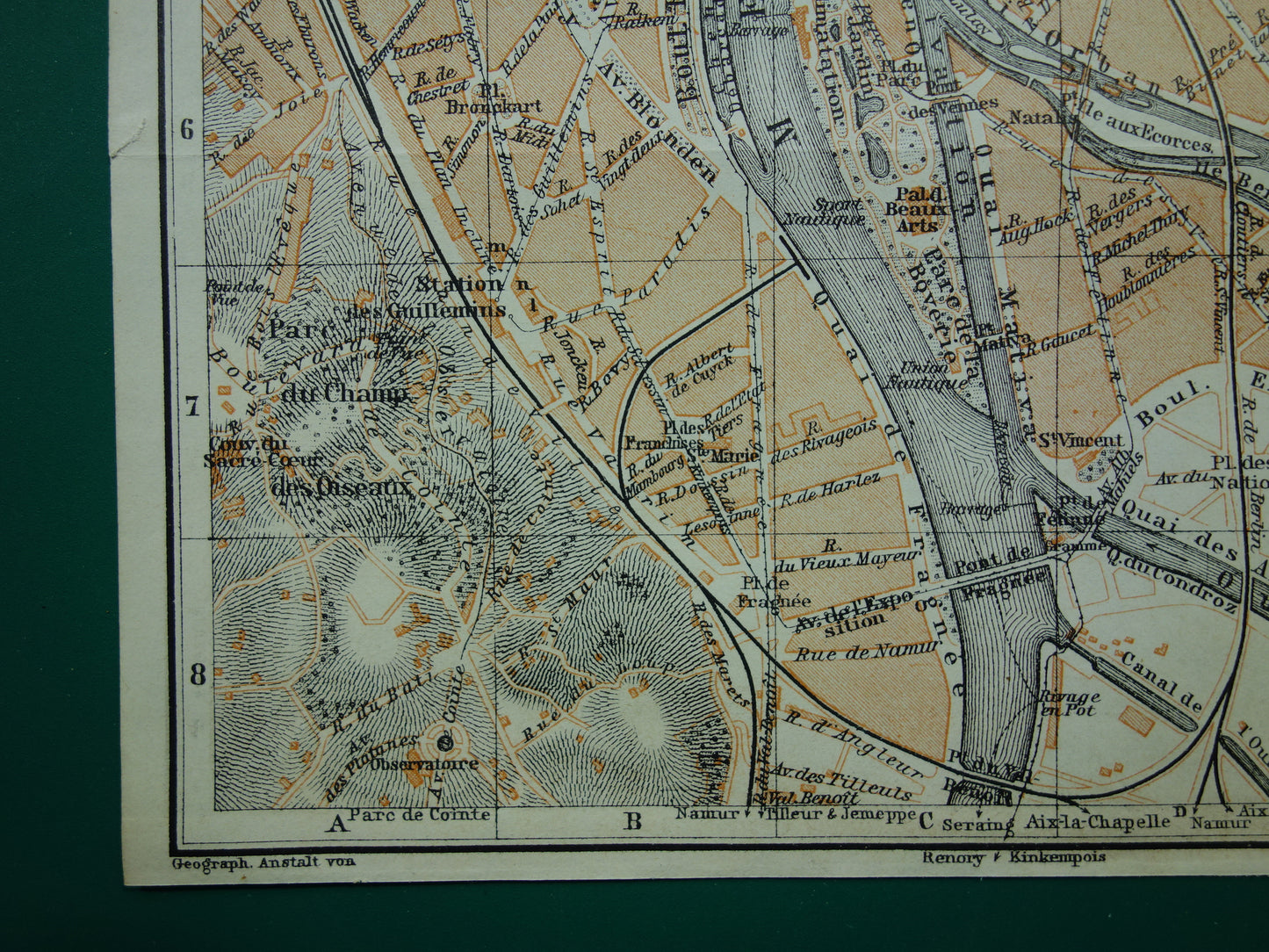 Old map of Liège Belgium from 1910 original antique map Liège carte de Liège vintage maps