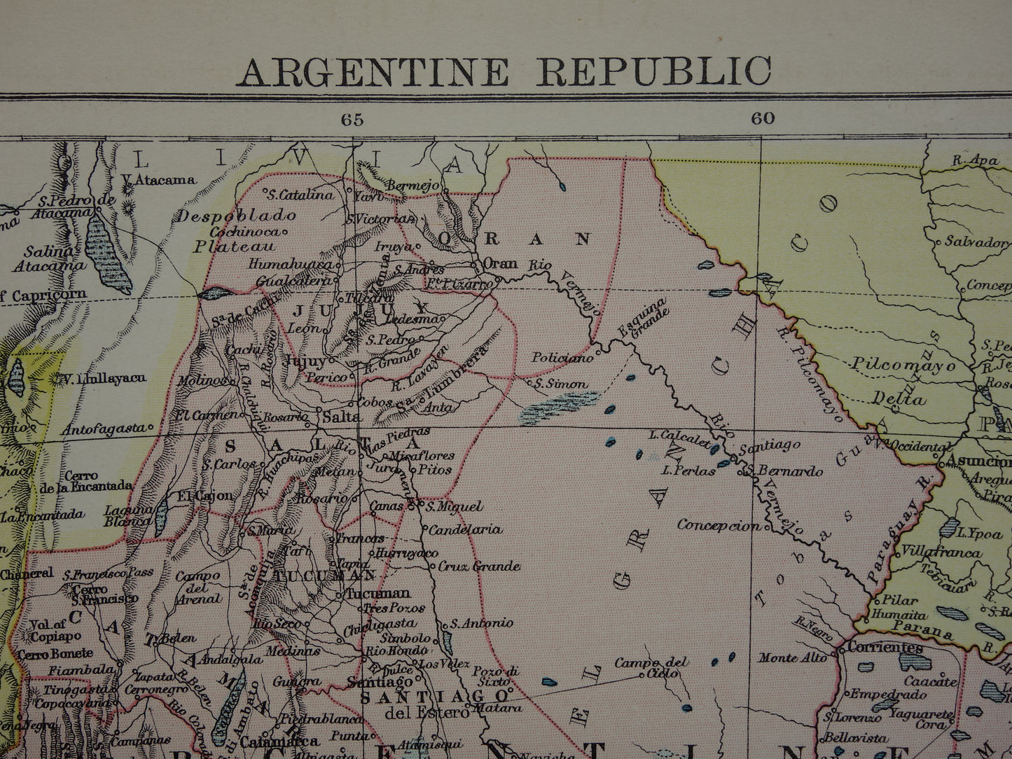 ARGENTINA old map of Argentina from 1875 original antique English map of the Argentine Republic