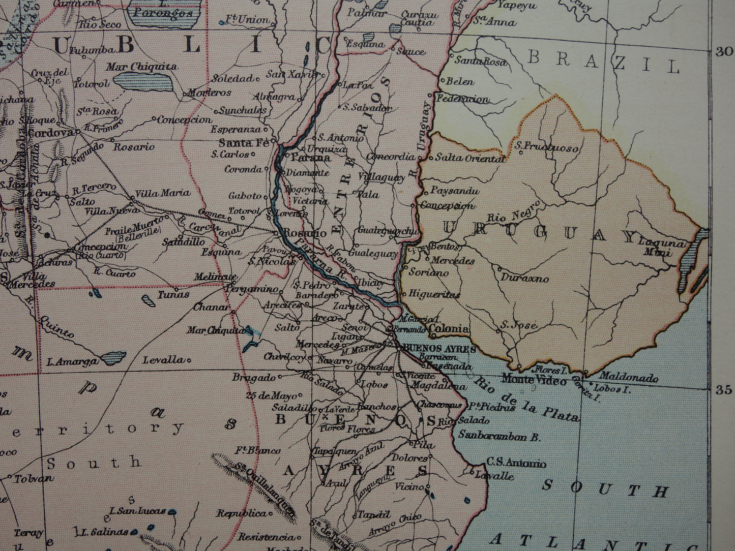 ARGENTINA old map of Argentina from 1875 original antique English map of the Argentine Republic