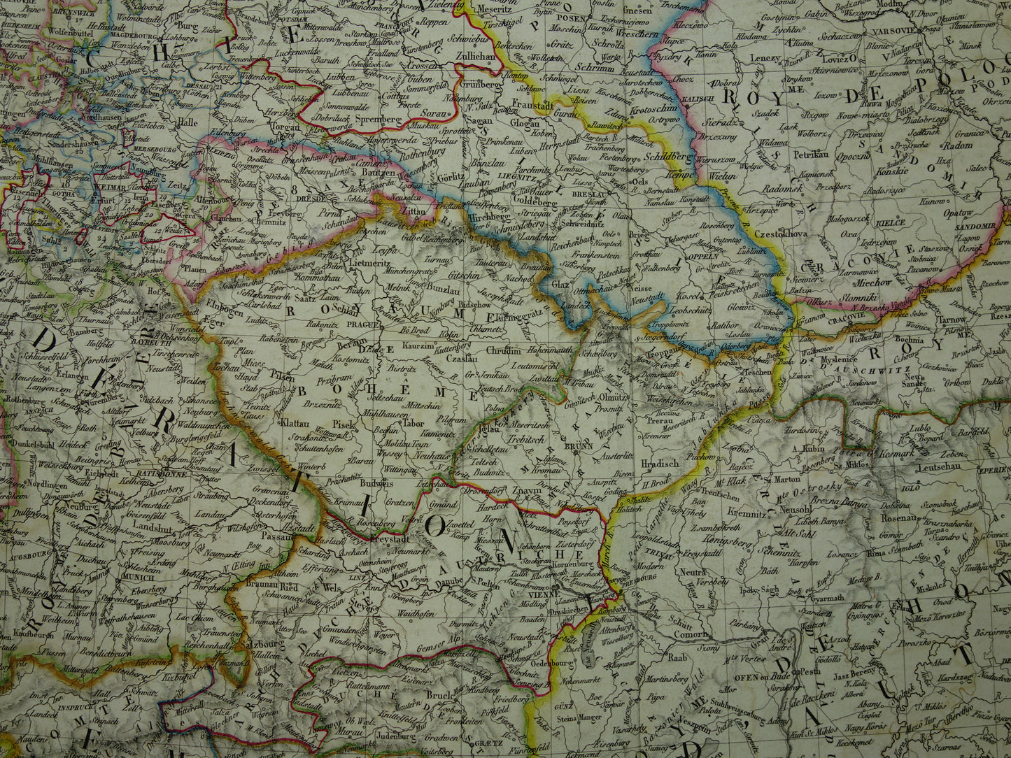 CENTRAL EUROPE old map from 1830 Germany Poland Austria Hungary Large original antique French map