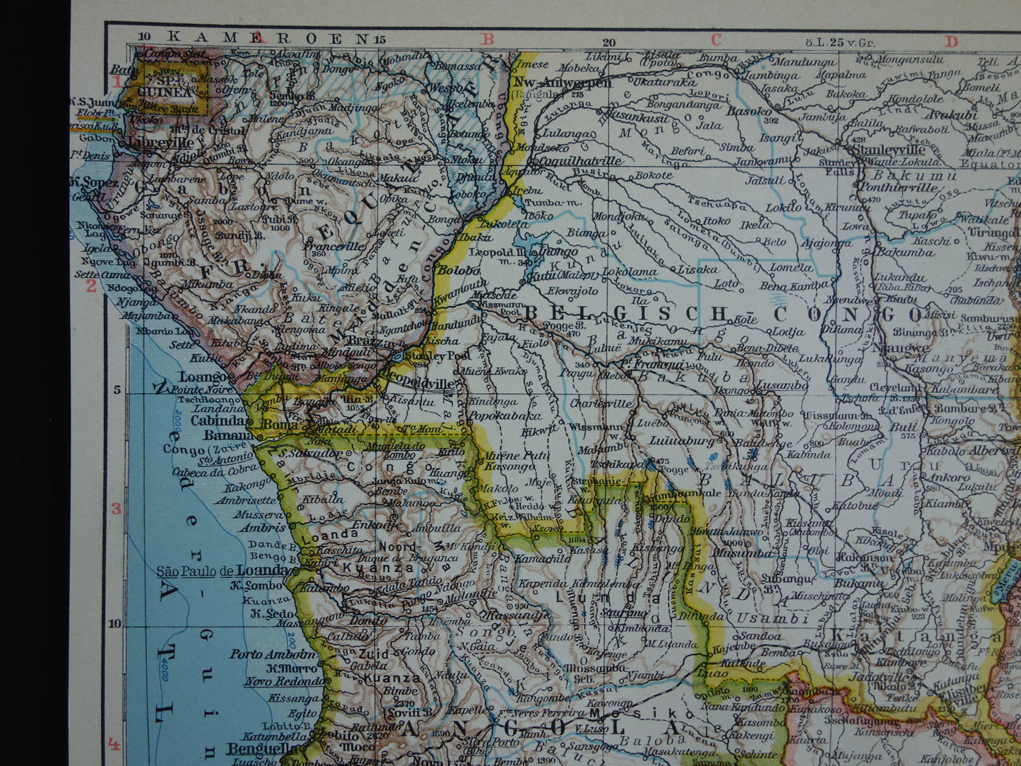 Old map of Central and South Africa in 1939 original Dutch historical map