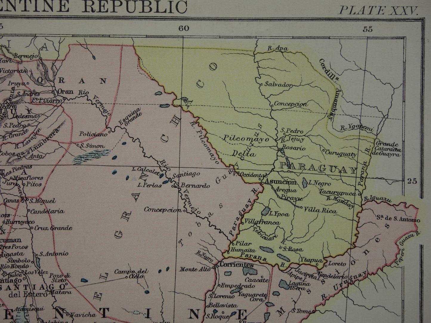 ARGENTINA old map of Argentina from 1875 original antique English map of the Argentine Republic