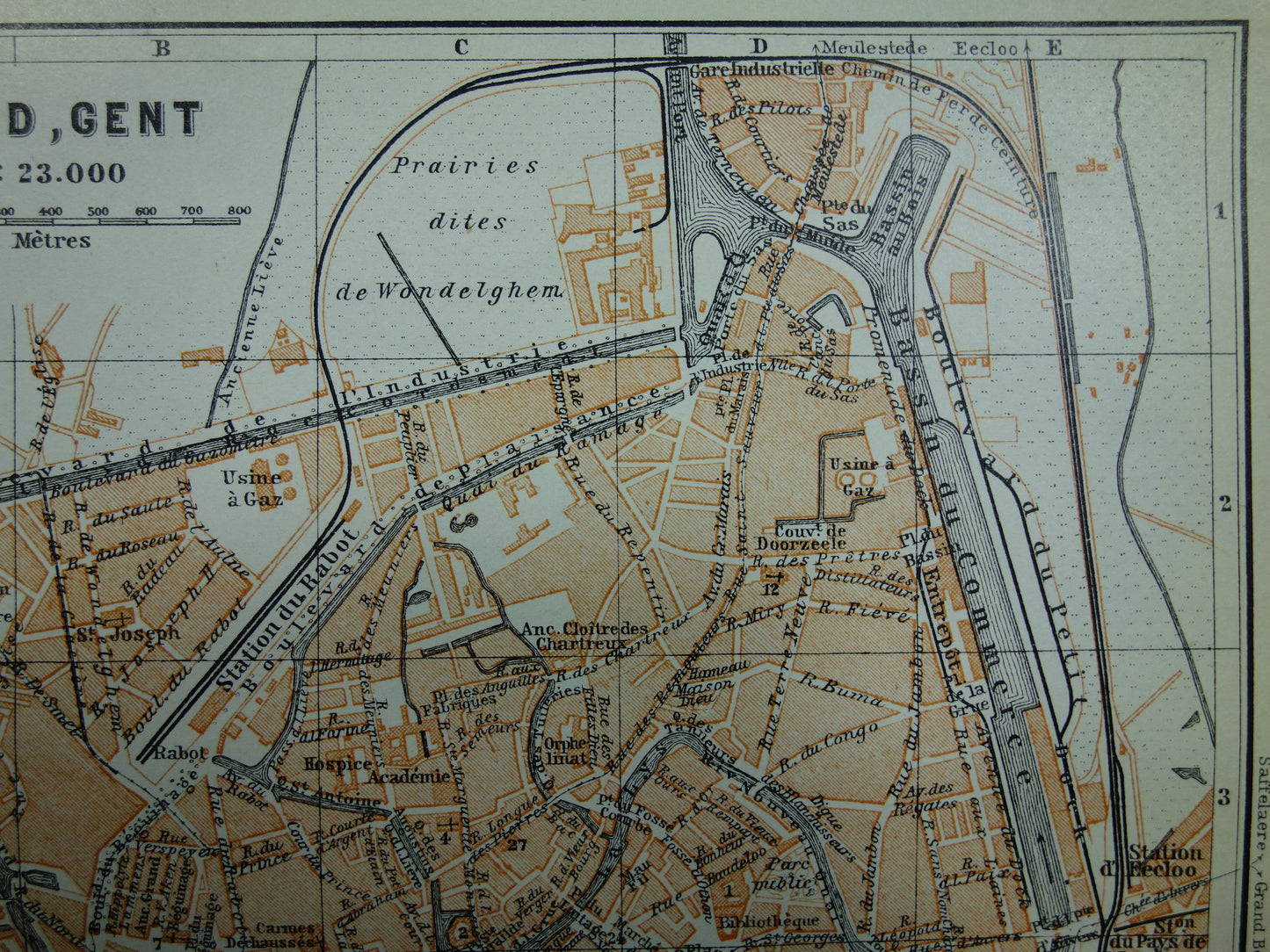 GHENT old map of Ghent Belgium from 1910 small original antique map map