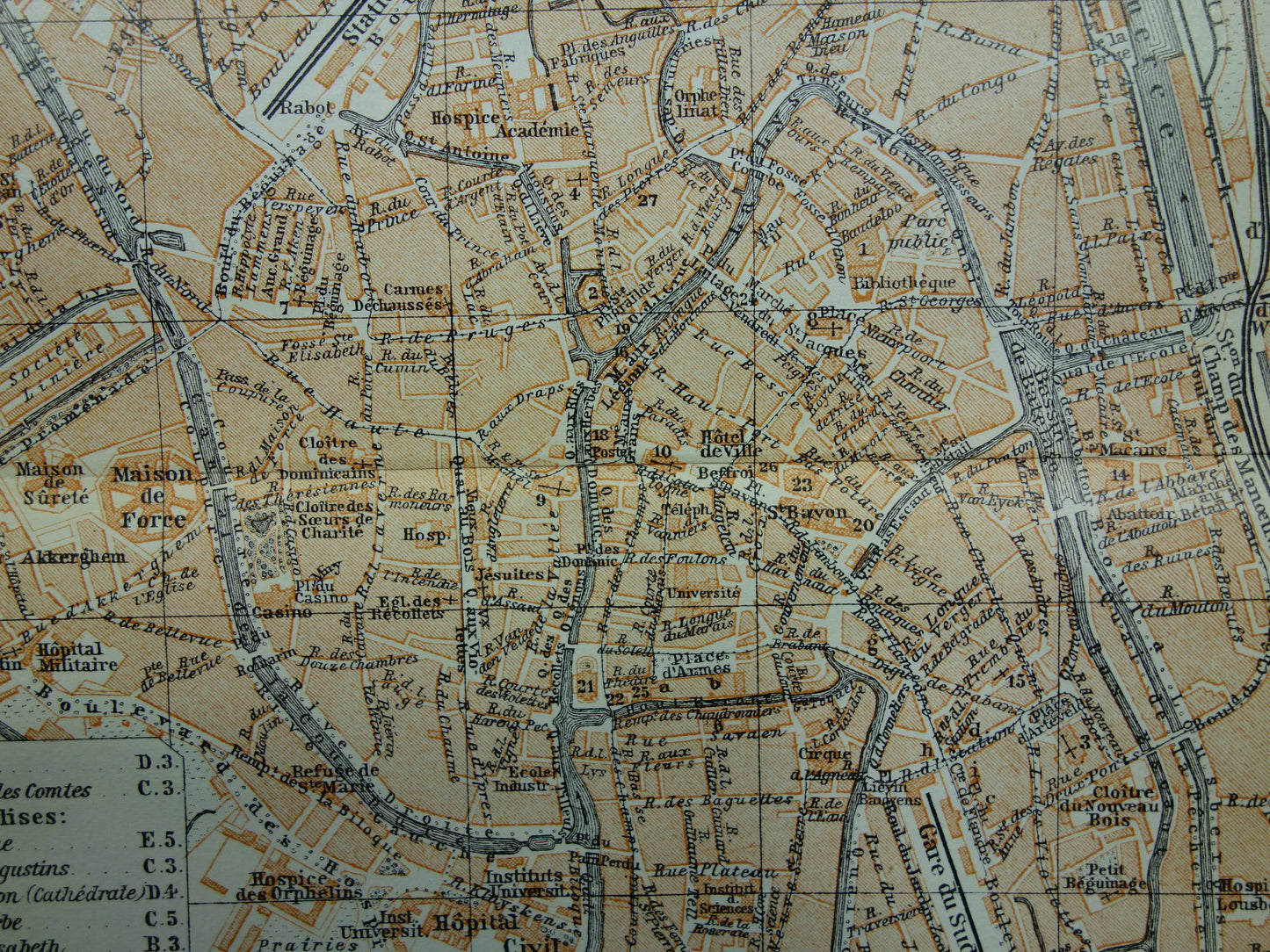 GHENT old map of Ghent Belgium from 1910 small original antique map map