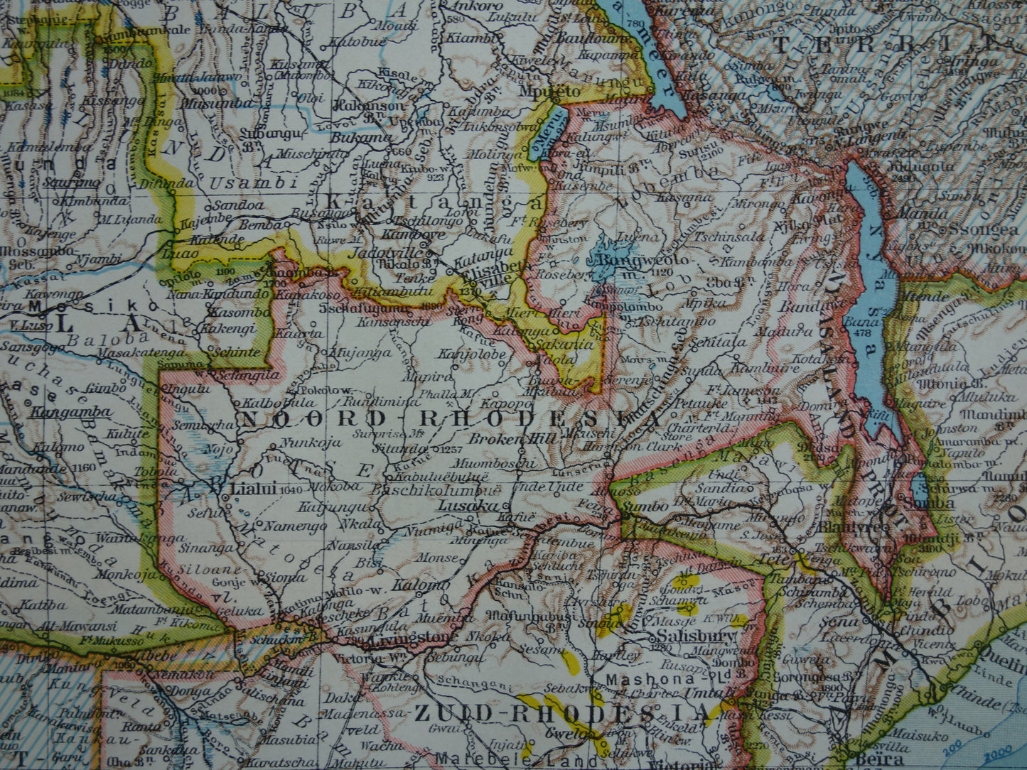 Old map of Central and South Africa in 1939 original Dutch historical map