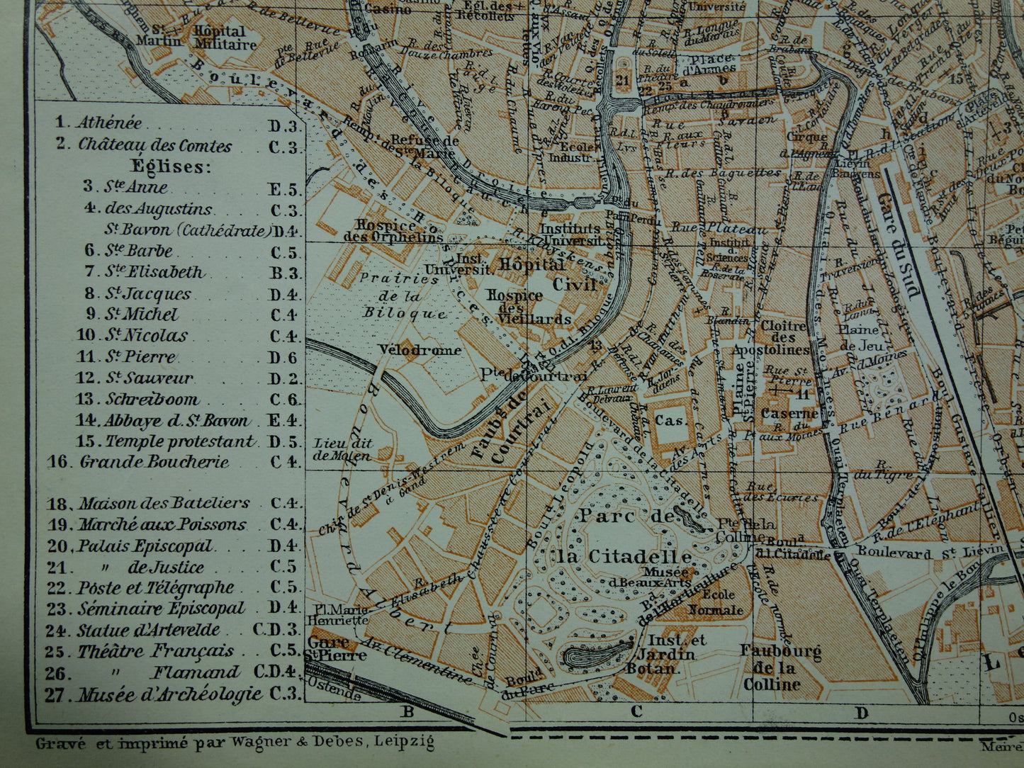 GHENT old map of Ghent Belgium from 1910 small original antique map map