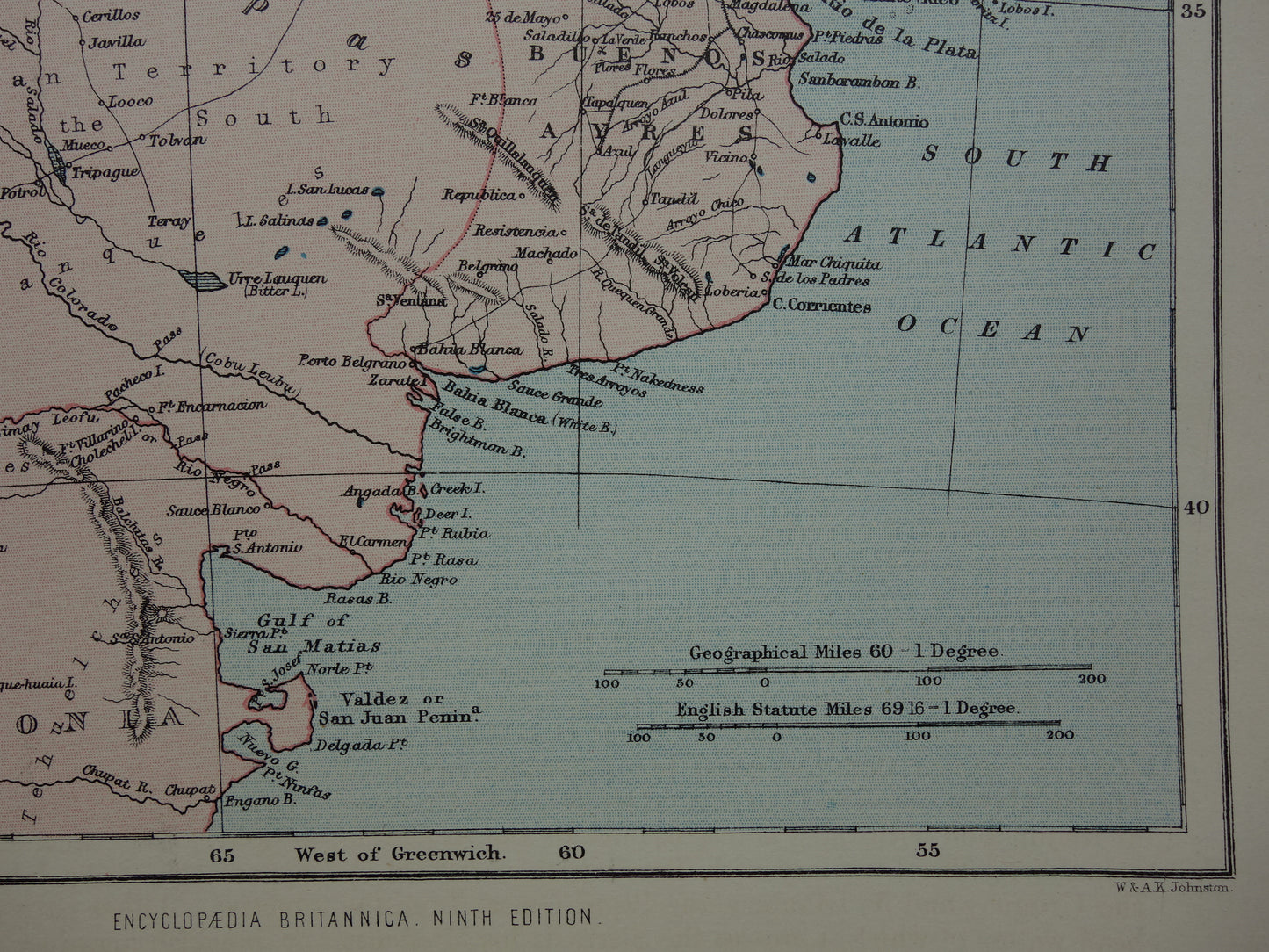 ARGENTINA old map of Argentina from 1875 original antique English map of the Argentine Republic