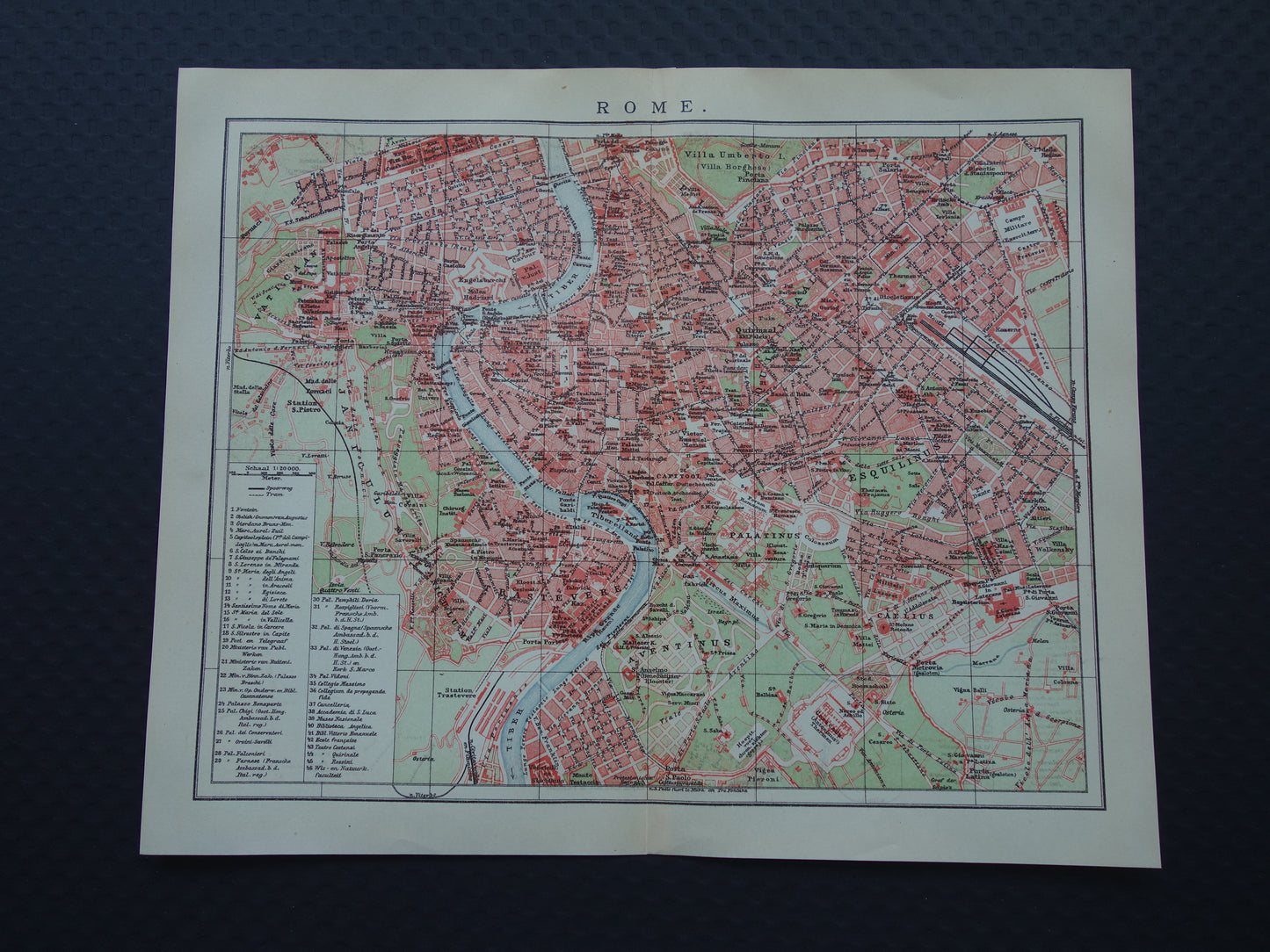ROME oude plattegrond van Rome Italië uit 1921