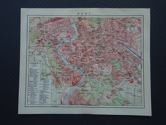 ROME oude plattegrond van Rome Italië uit 1921 originele Nederlandse antieke kaart van Rome