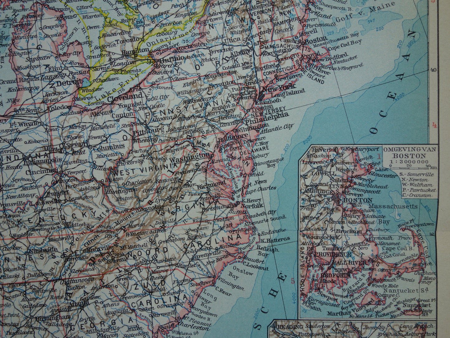 UNITED STATES old Dutch map of the USA in 1939 in two parts - original vintage map