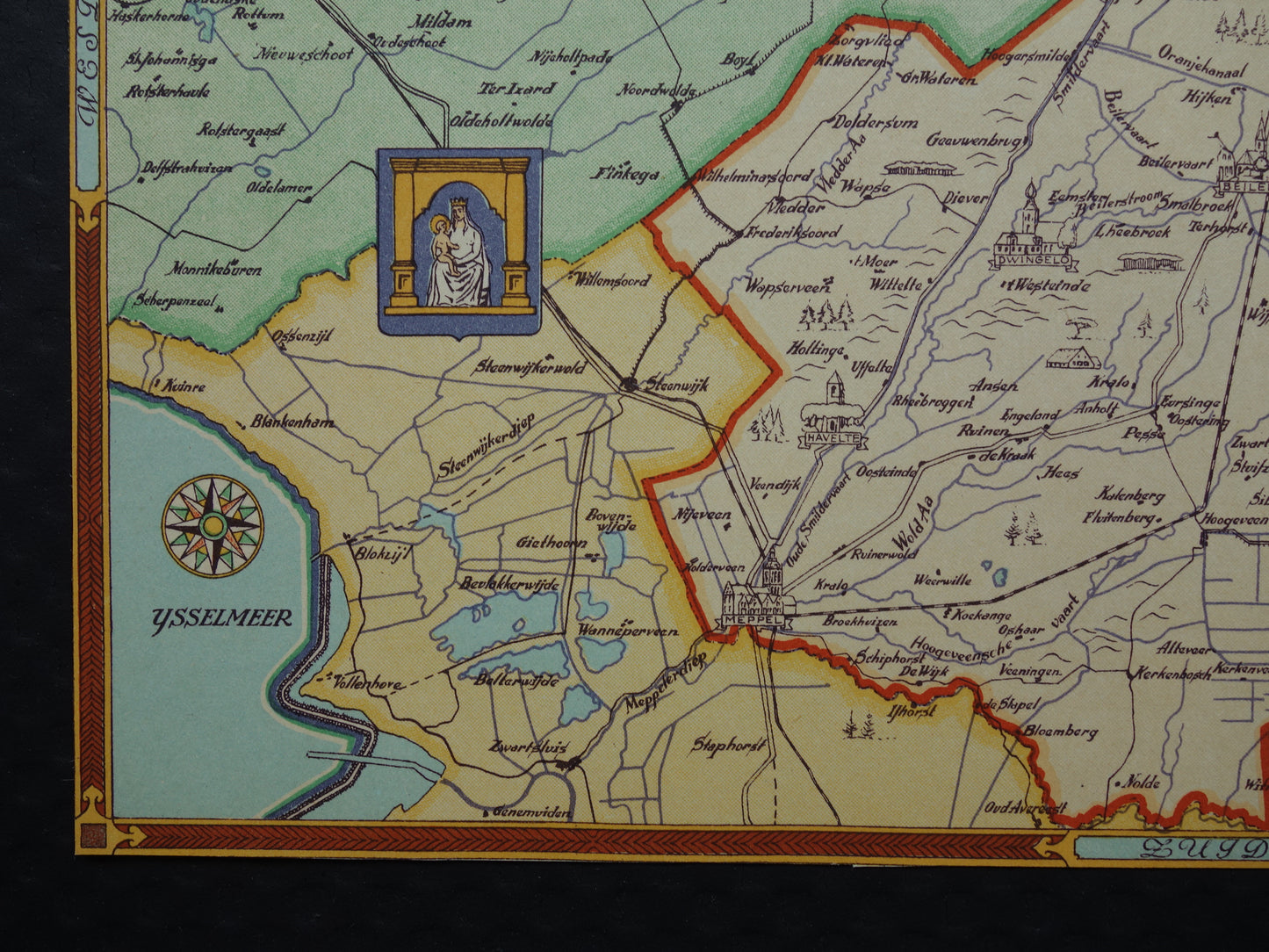 DRENTE Vintage map of the province of Drenthe from 1947 Old historical map