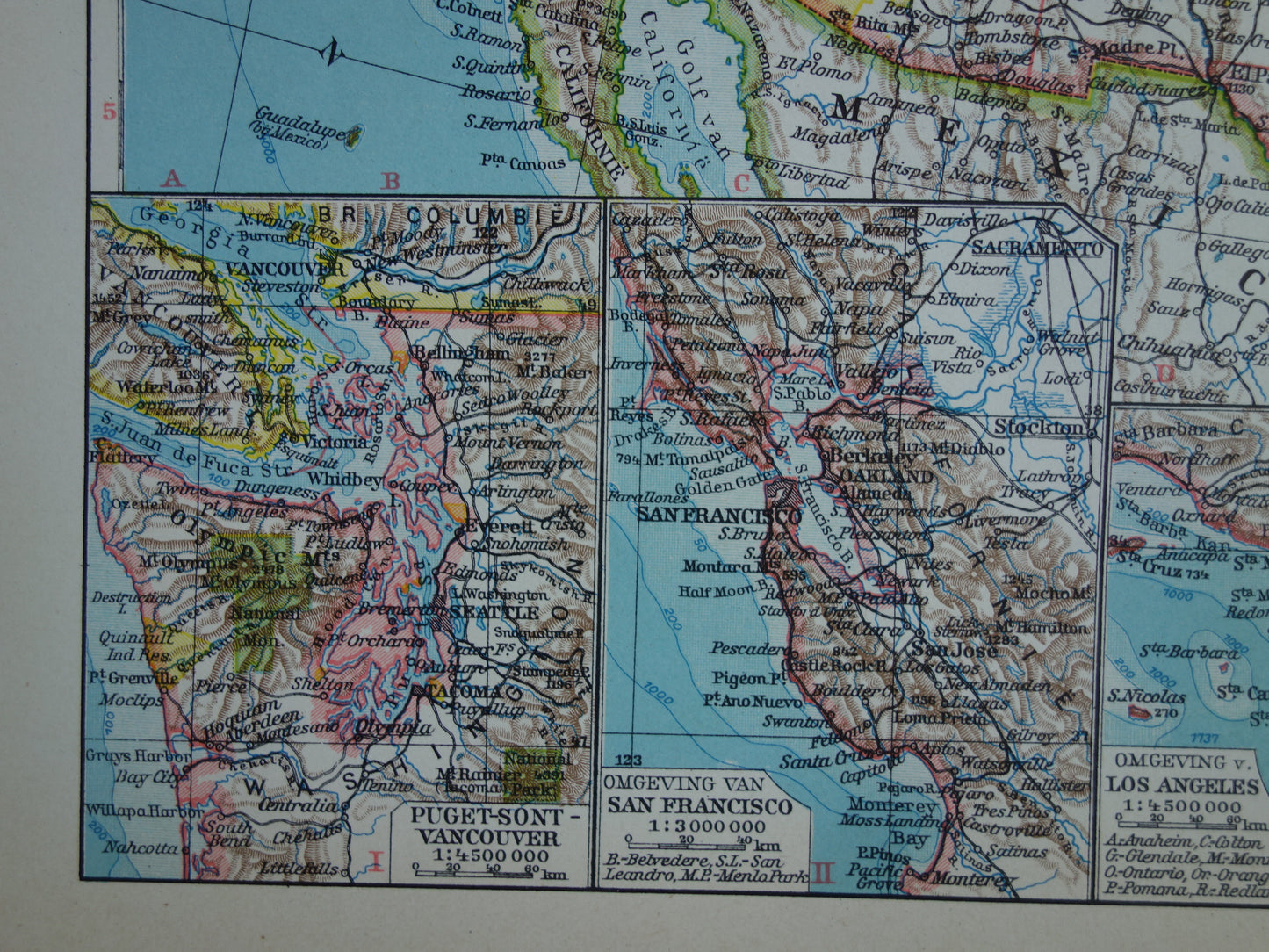 UNITED STATES old Dutch map of the USA in 1939 in two parts - original vintage map
