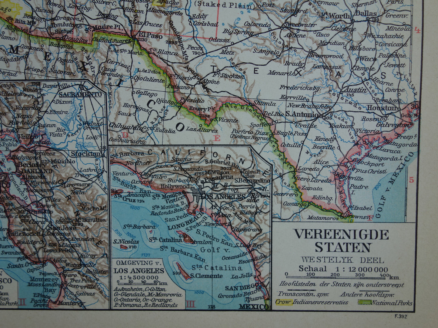 UNITED STATES old Dutch map of the USA in 1939 in two parts - original vintage map
