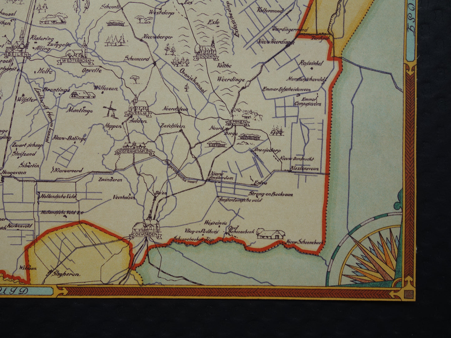 DRENTE Vintage map of the province of Drenthe from 1947 Old historical map