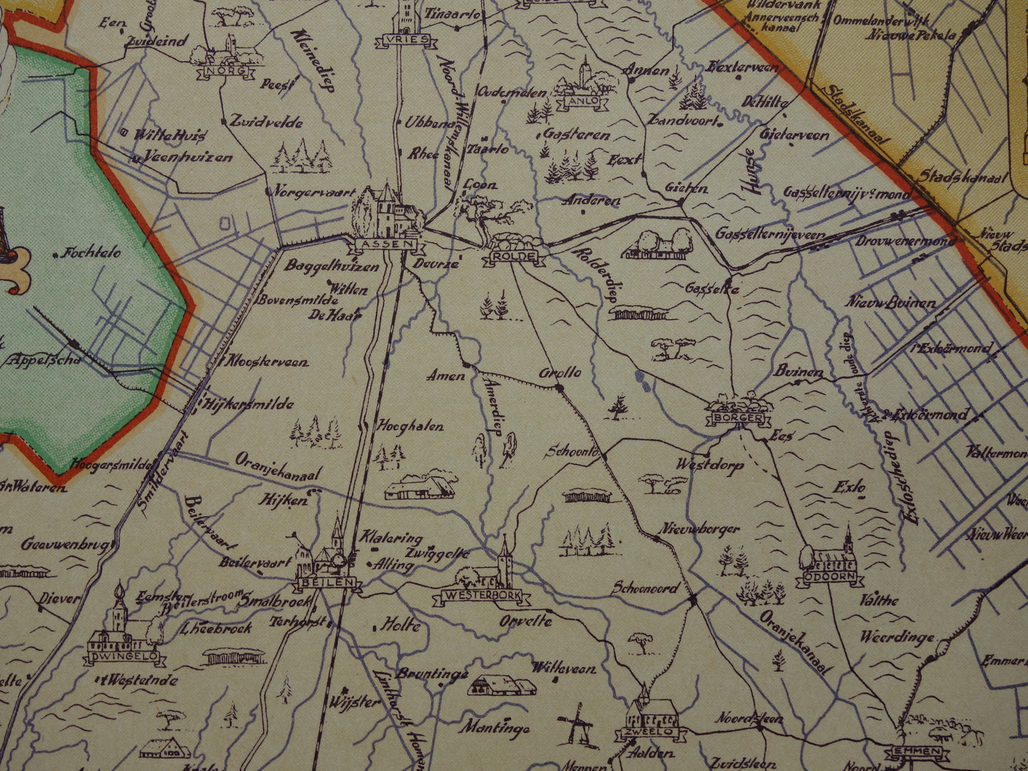 DRENTE Vintage map of the province of Drenthe from 1947 Old historical map