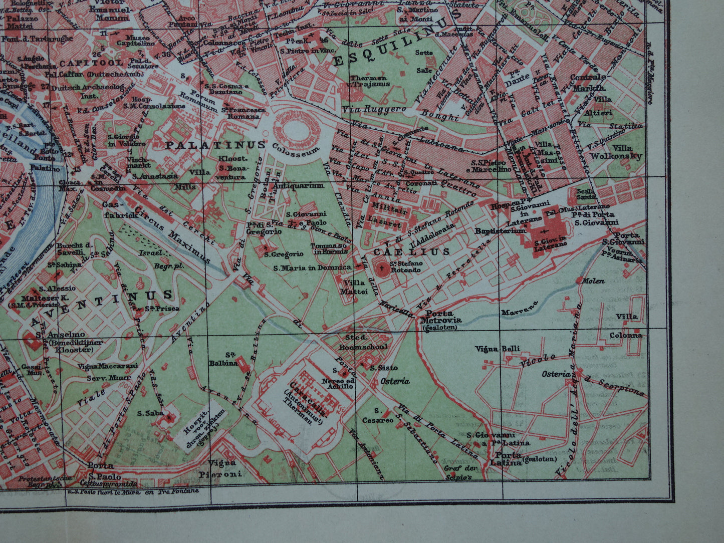 ROME oude plattegrond van Rome Italië uit 1921 originele Nederlandse antieke kaart van Rome