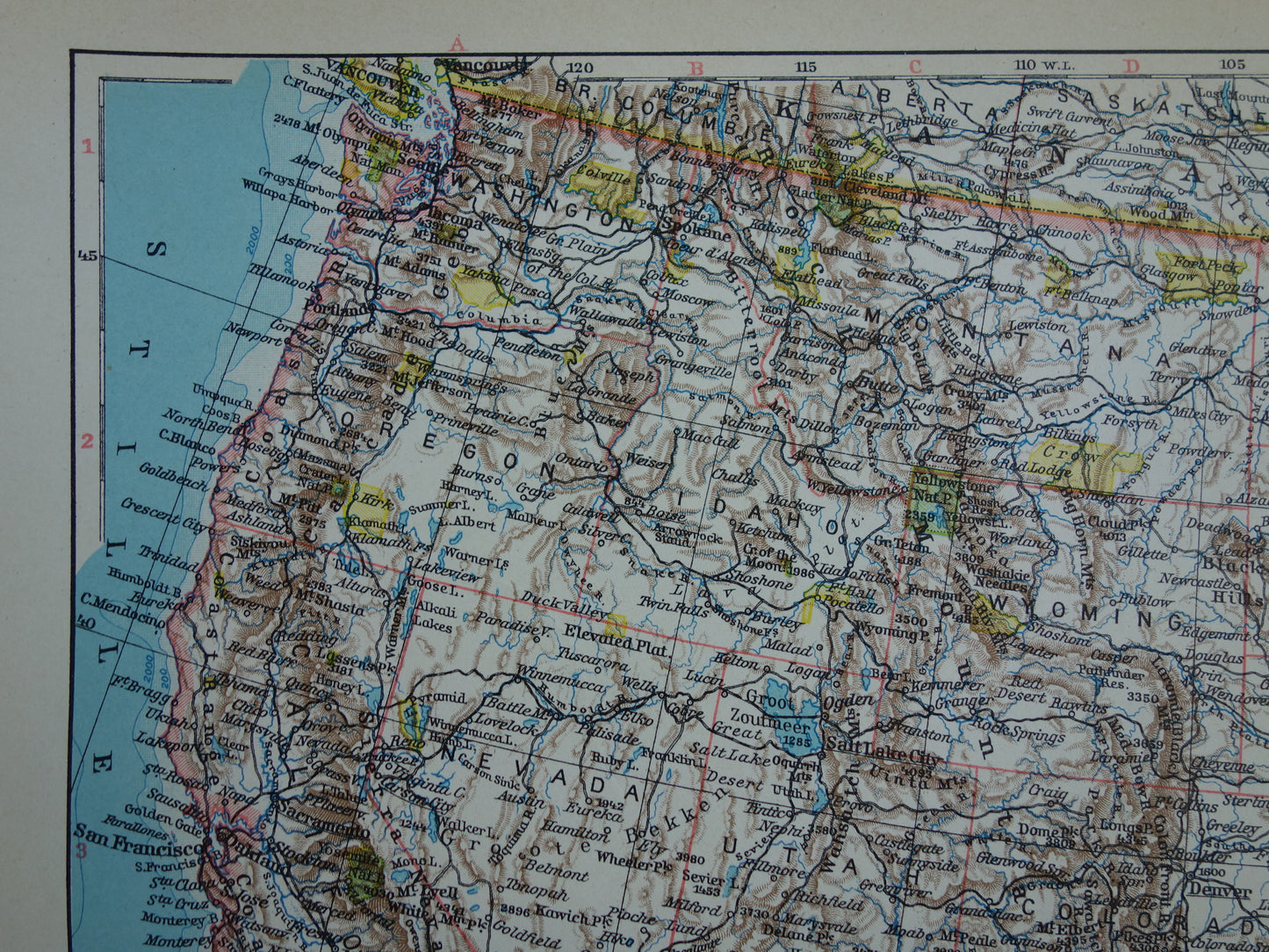 UNITED STATES old Dutch map of the USA in 1939 in two parts - original vintage map