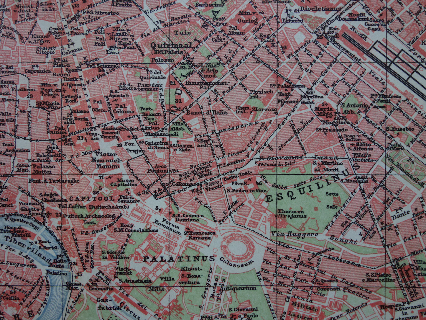 ROME oude plattegrond van Rome Italië uit 1921 originele Nederlandse antieke kaart van Rome