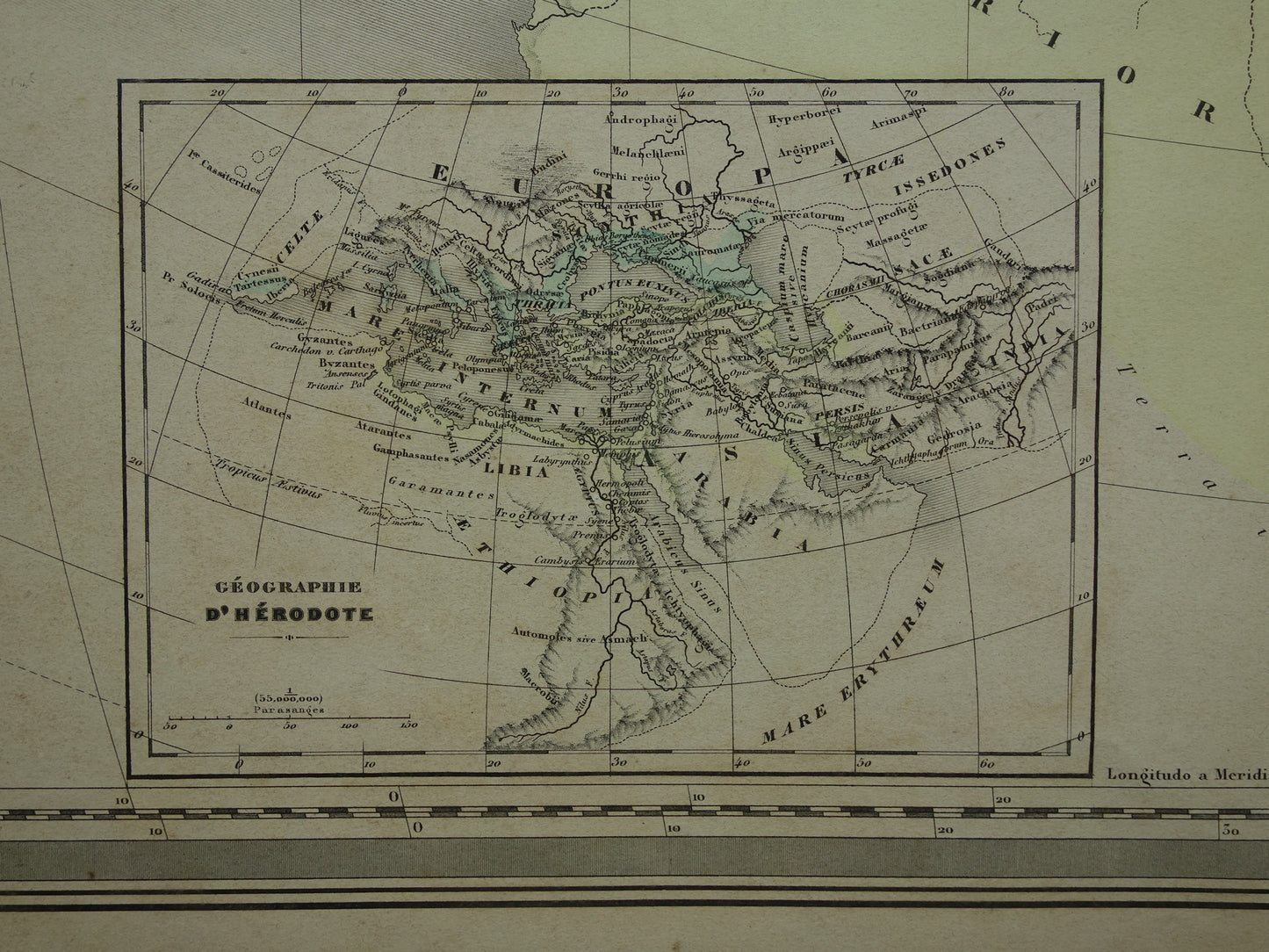 Old World Map of Classical Antiquity 1880 very large map of the world Ptolemy Herodotus