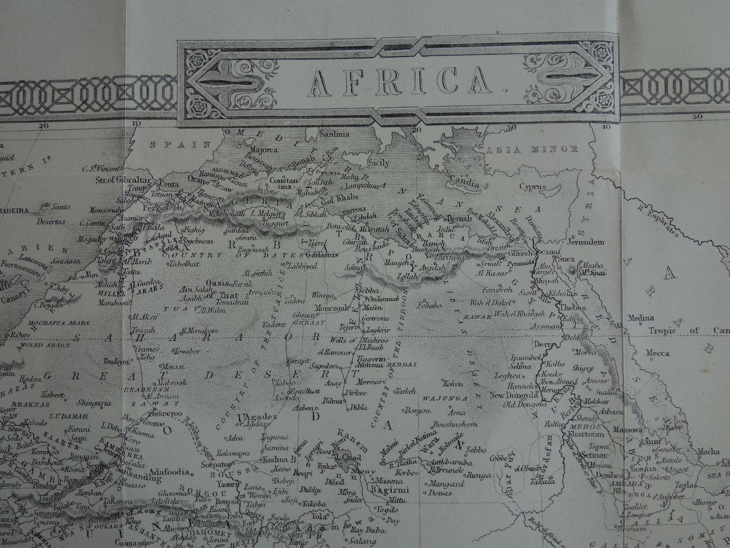 Alte Afrikakarte von 1860, originale antike Kontinentkarte Afrika, John Rapkin – Vintage-Karten