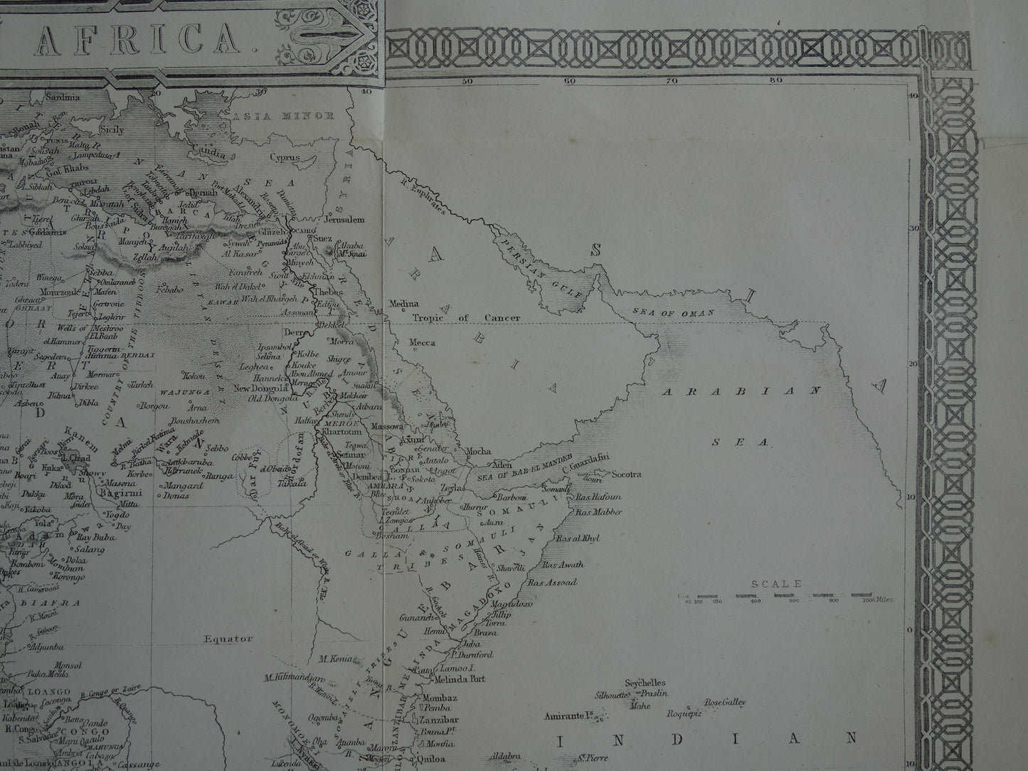 Alte Afrikakarte von 1860, originale antike Kontinentkarte Afrika, John Rapkin – Vintage-Karten
