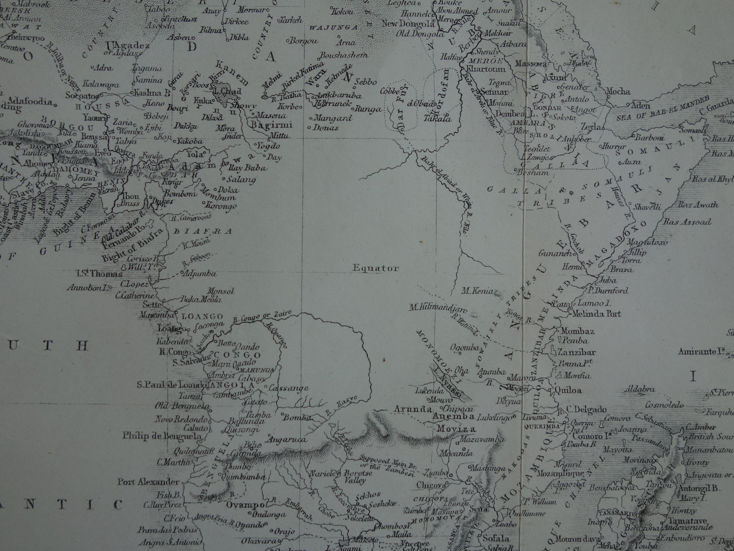 Alte Afrikakarte von 1860, originale antike Kontinentkarte Afrika, John Rapkin – Vintage-Karten