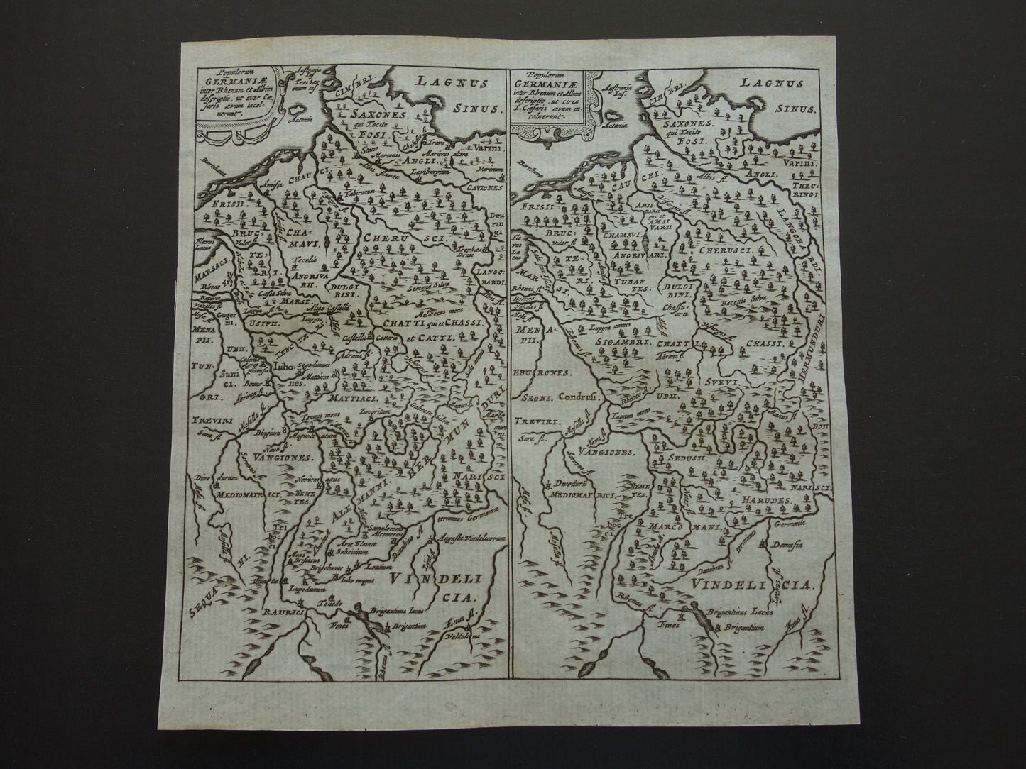 GERMANY 360+ year old map of Germany in classical antiquity 1661 original antique Dutch map very small format
