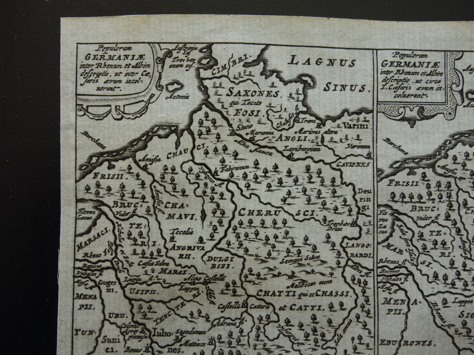 DUITSLAND 360+ jaar oude kaart van Duitsland in klassieke oudheid 1661 originele antieke Nederlandse landkaart zeer klein formaat