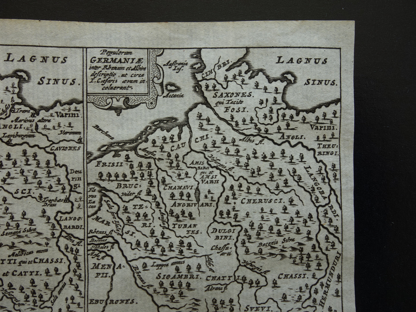 GERMANY 360+ year old map of Germany in classical antiquity 1661 original antique Dutch map very small format