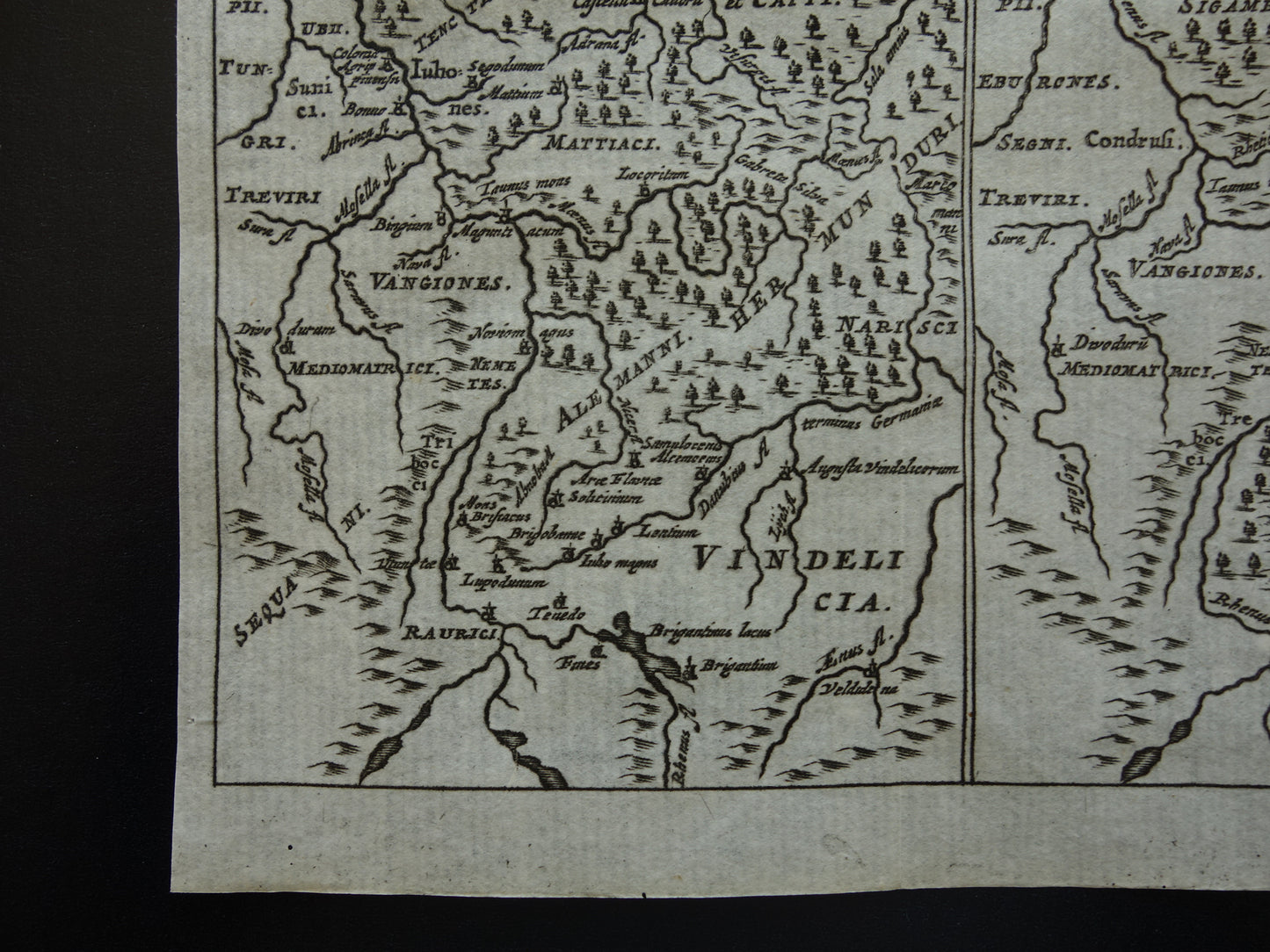 GERMANY 360+ year old map of Germany in classical antiquity 1661 original antique Dutch map very small format