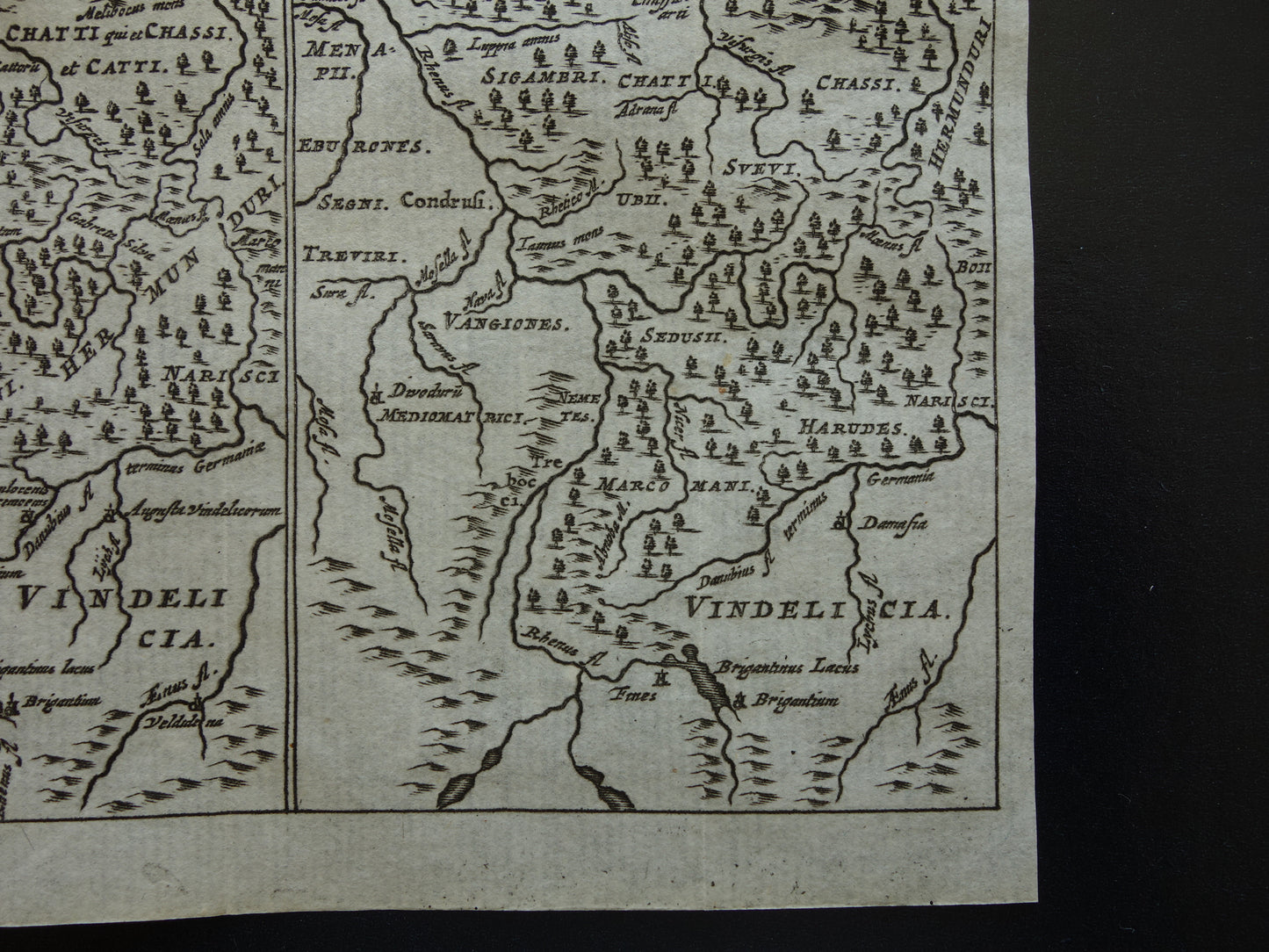 GERMANY 360+ year old map of Germany in classical antiquity 1661 original antique Dutch map very small format