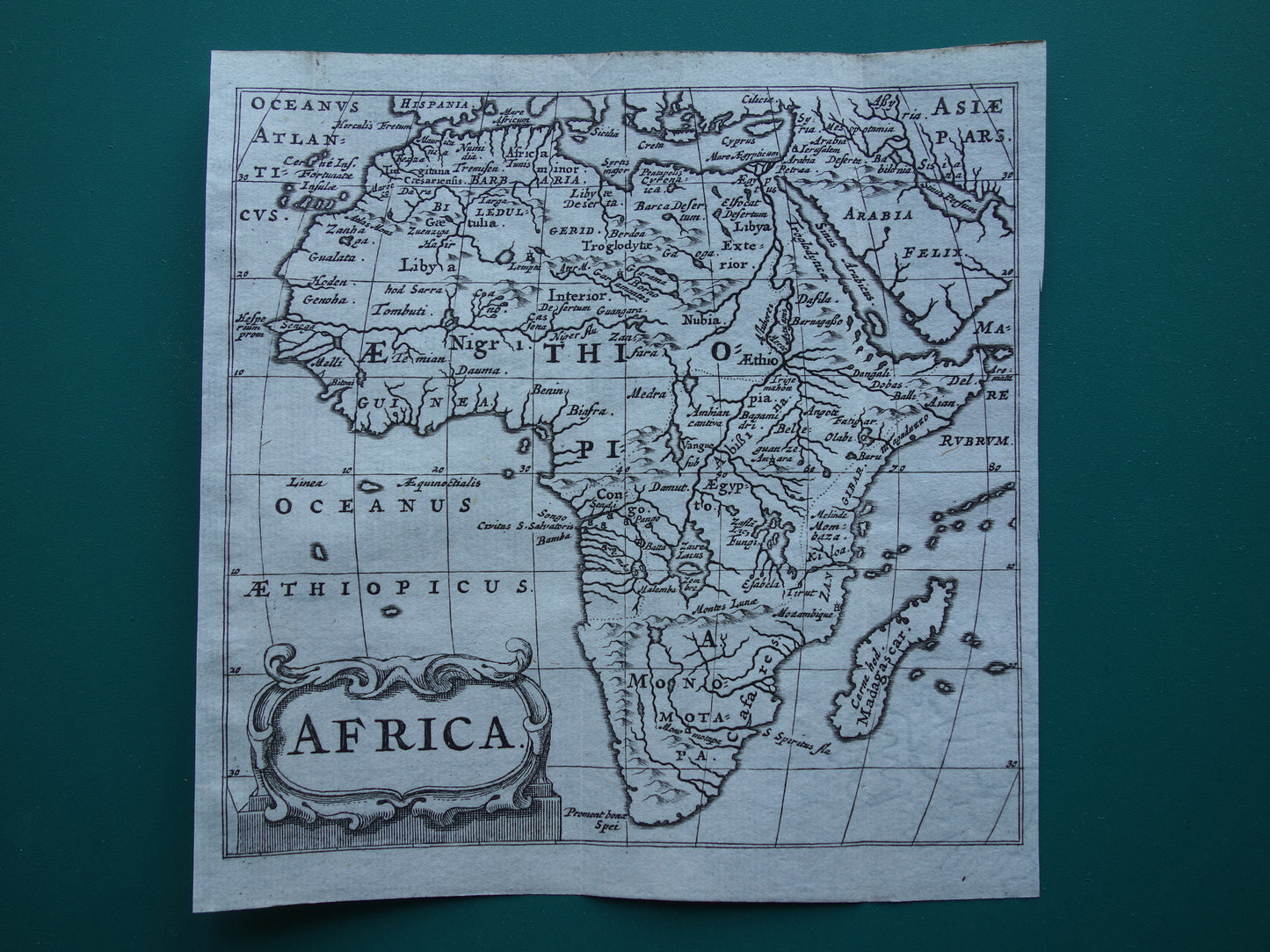 AFRIKA – Über 360 Jahre alte Karte des afrikanischen Kontinents, Originalkarte von 1661, kleines Format