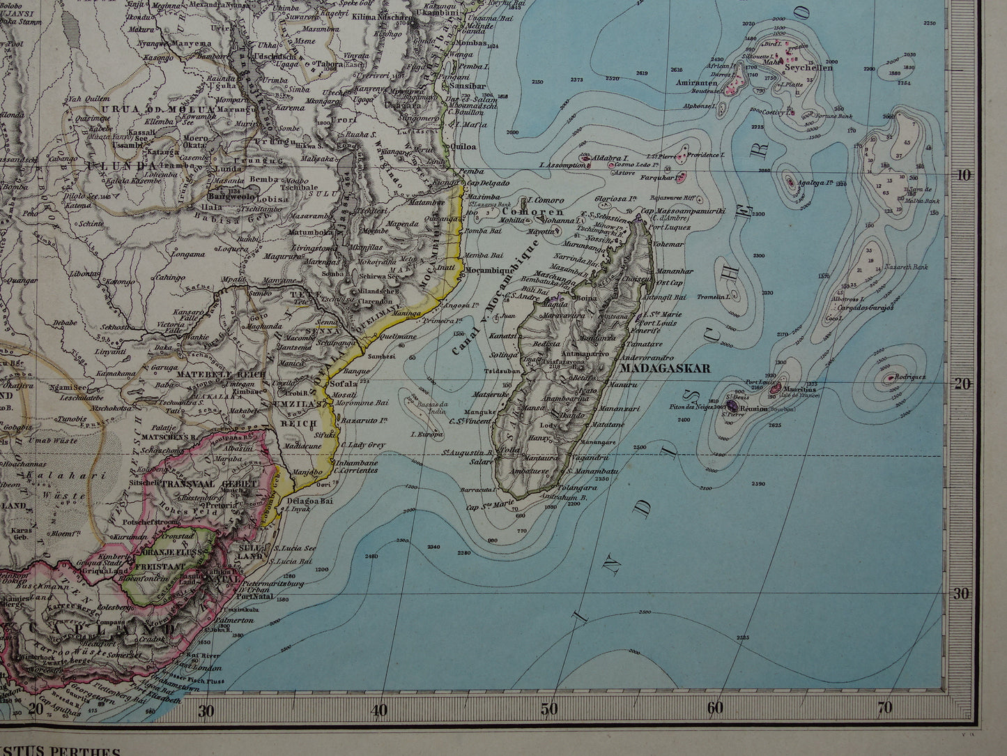 Antique map of Africa in 1879 Original 145+ year old hand-colored map of the African continent