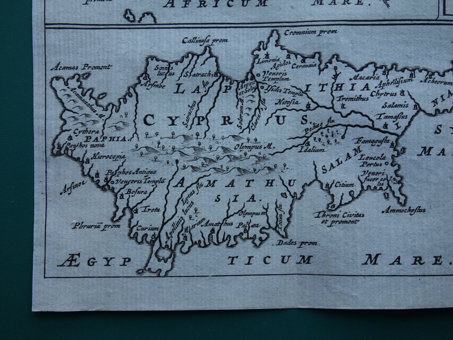 360+ jaar oude kaart van Kreta en Cyprus 1661 originele antieke landkaart klein formaat