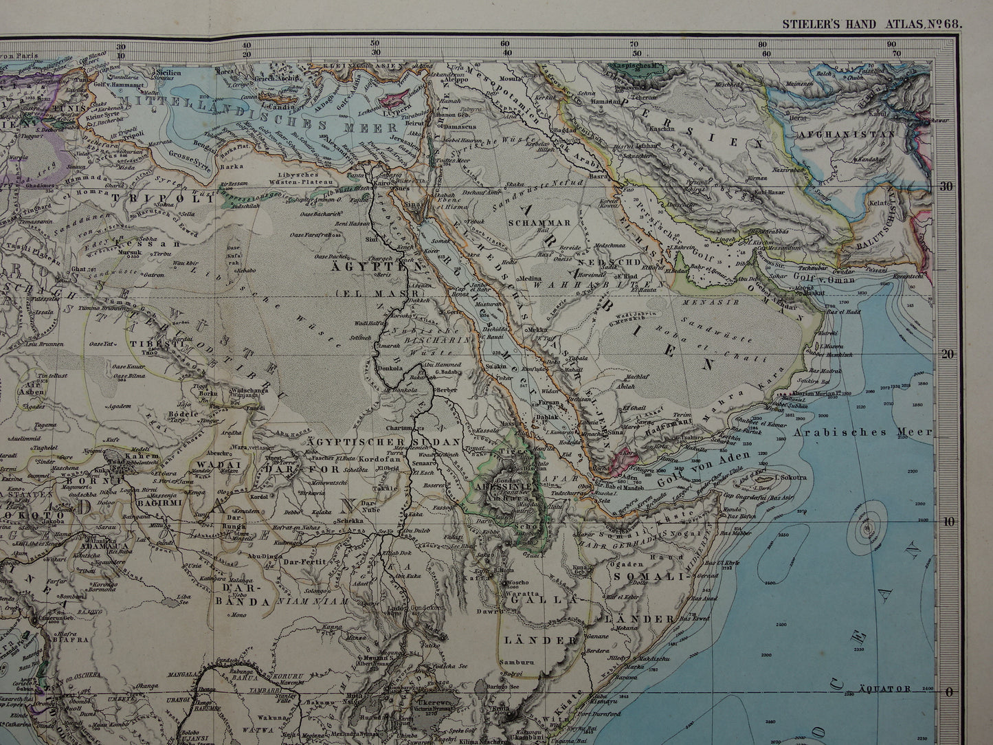 Antique map of Africa in 1879 Original 145+ year old hand-colored map of the African continent