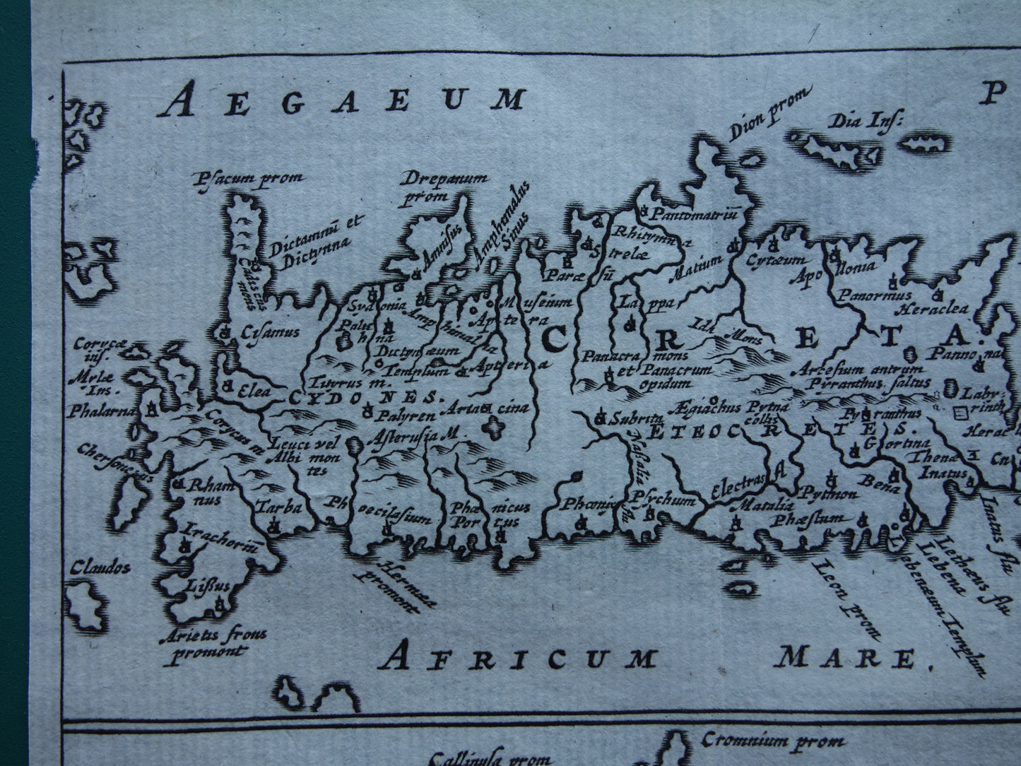 360+ jaar oude kaart van Kreta en Cyprus 1661 originele antieke landkaart klein formaat