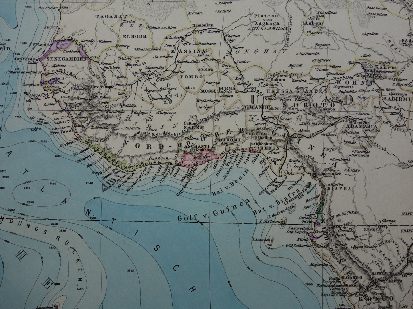 Antique map of Africa in 1879 Original 145+ year old hand-colored map of the African continent