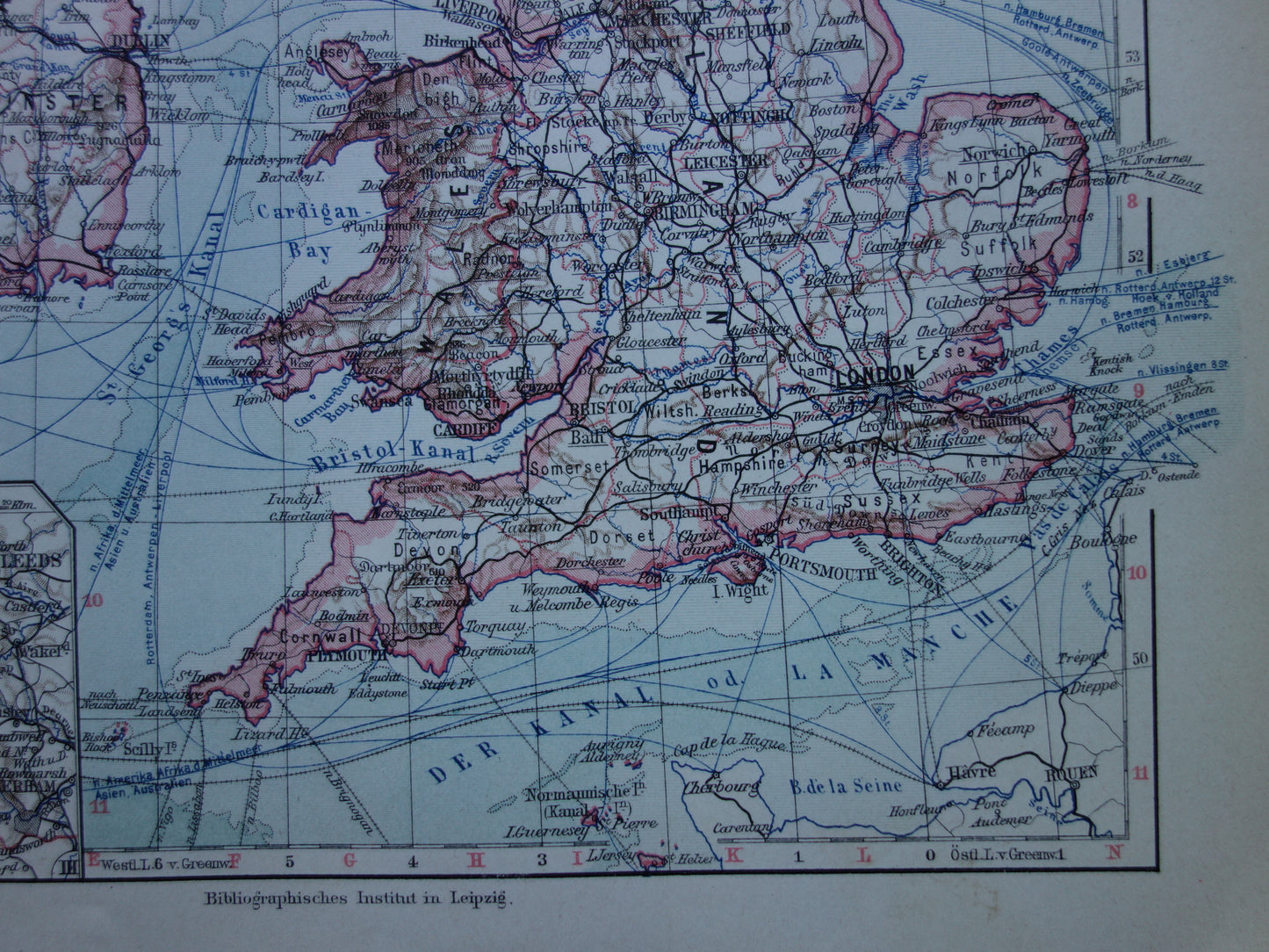 Britische Inseln, alte Karte des Vereinigten Königreichs, Irlands und Großbritanniens von 1913, originale antike Karte