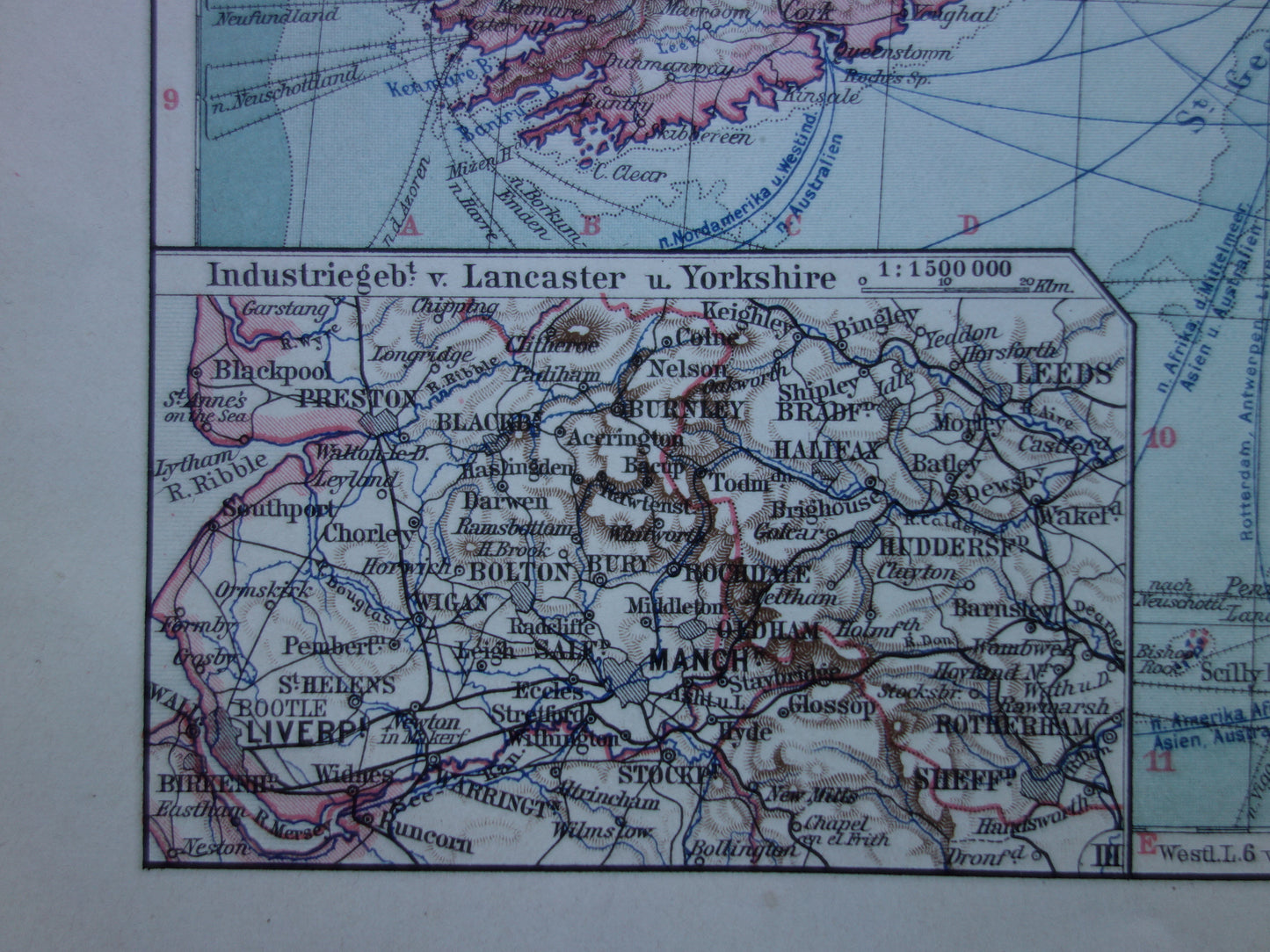 Britische Inseln, alte Karte des Vereinigten Königreichs, Irlands und Großbritanniens von 1913, originale antike Karte