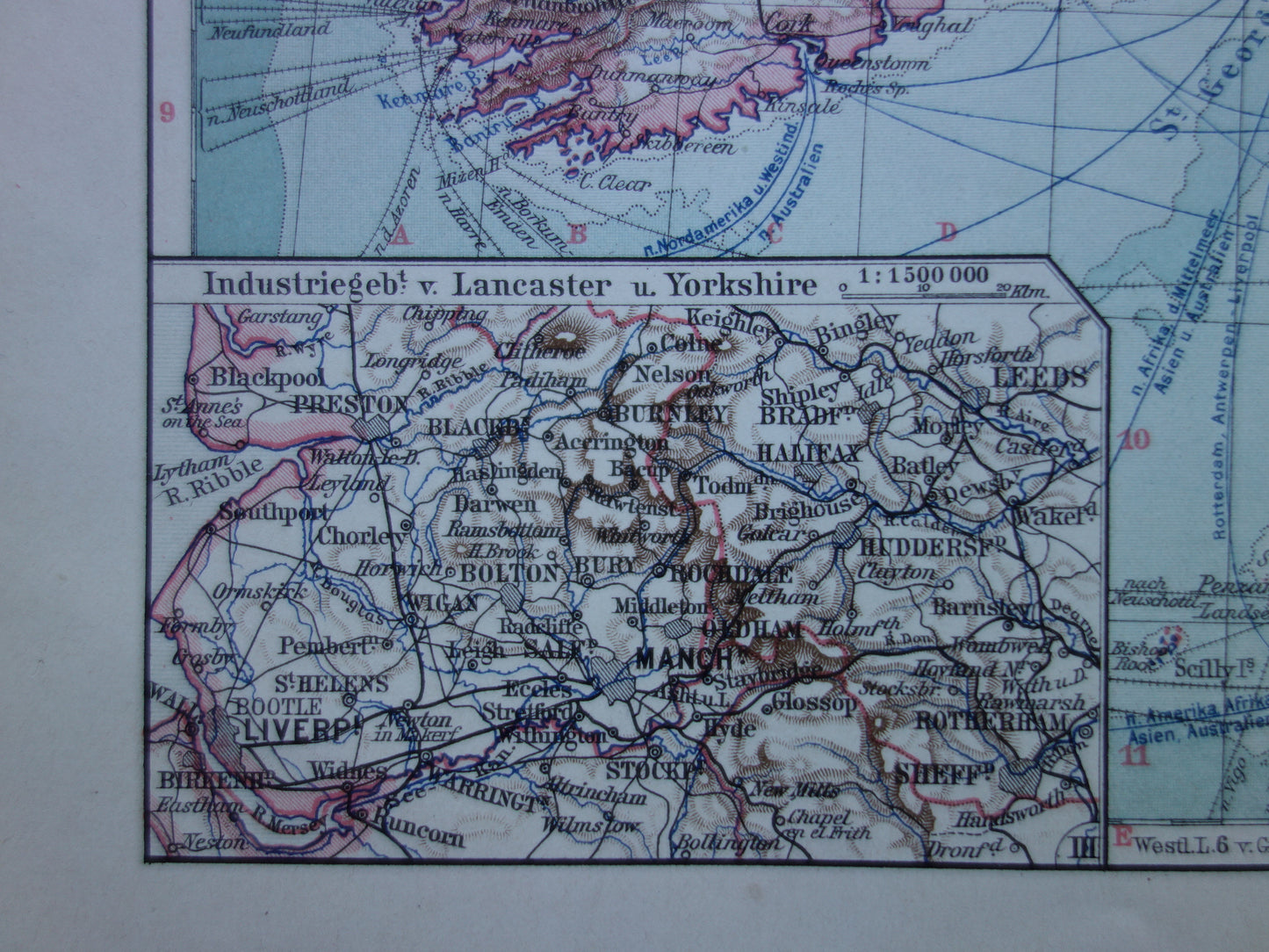 Britische Inseln, alte Karte des Vereinigten Königreichs, Irlands und Großbritanniens von 1913, originale antike Karte
