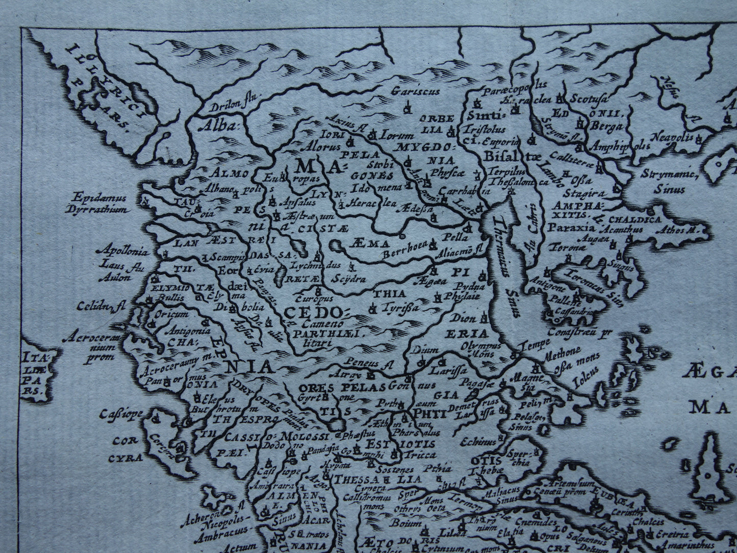 360+ Year Old Map of Greece 1661 Original Antique Map Greece Small Format - Graeciae Descriptio Cluver