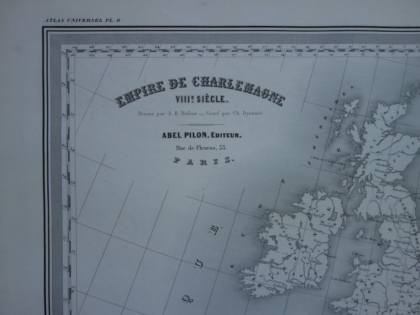 Map of Europe Charlemagne Antique map European continent 8th century Emperor Charles vintage maps