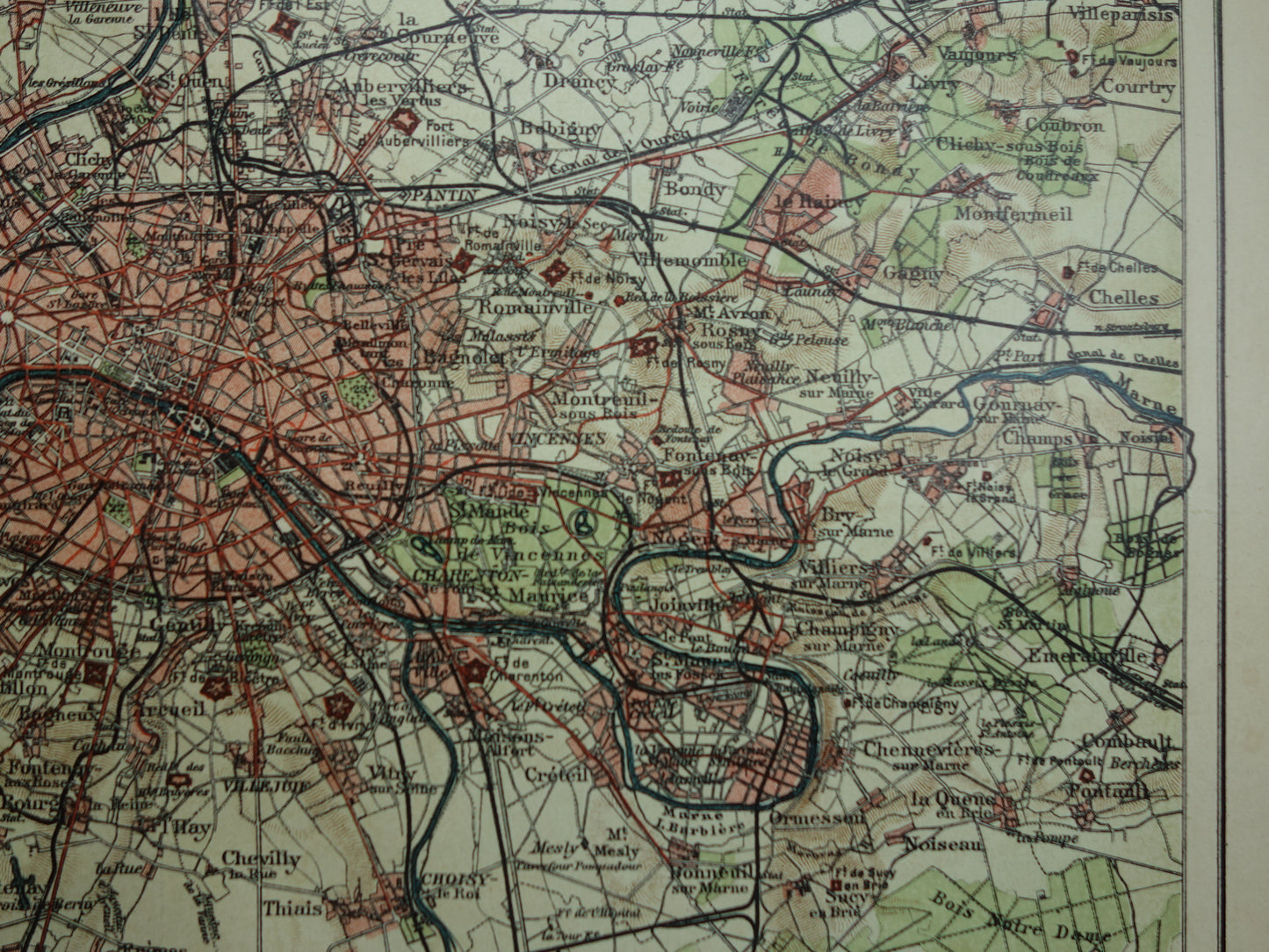 PARIS old map Original antique Dutch map of Paris and surroundings from 1910 vintage historical maps