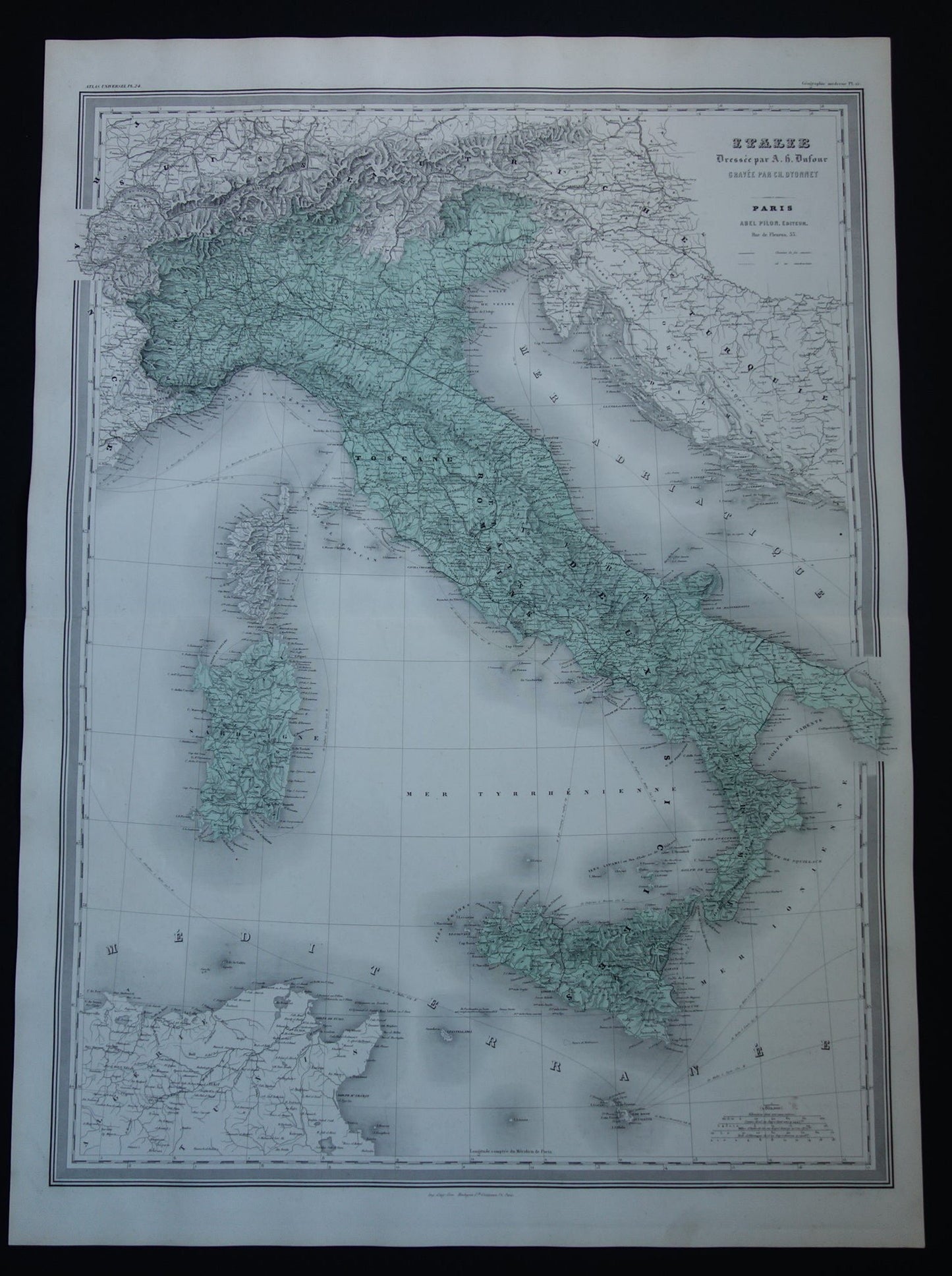 Large old map of Italy 1880 original antique map of Kingdom of Italy 60 x 82 for sale vintage poster