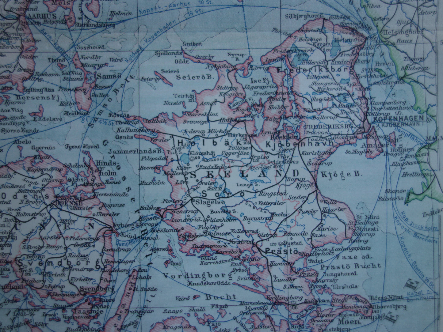 DENMARK old map of Denmark from 1913 original antique map