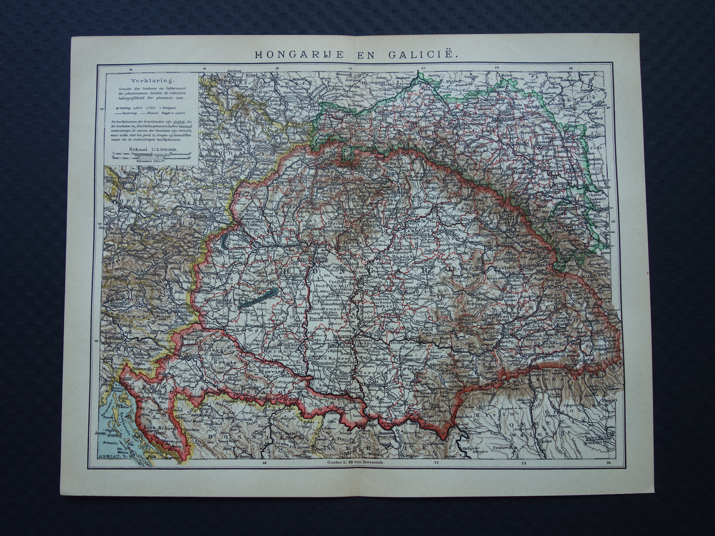 HUNGARY old Dutch map of Hungary from 1908 original antique map
