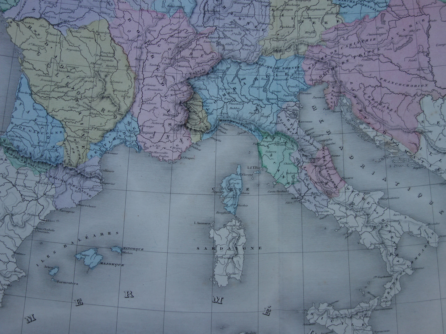 Map of Europe Charlemagne Antique map European continent 8th century Emperor Charles vintage maps