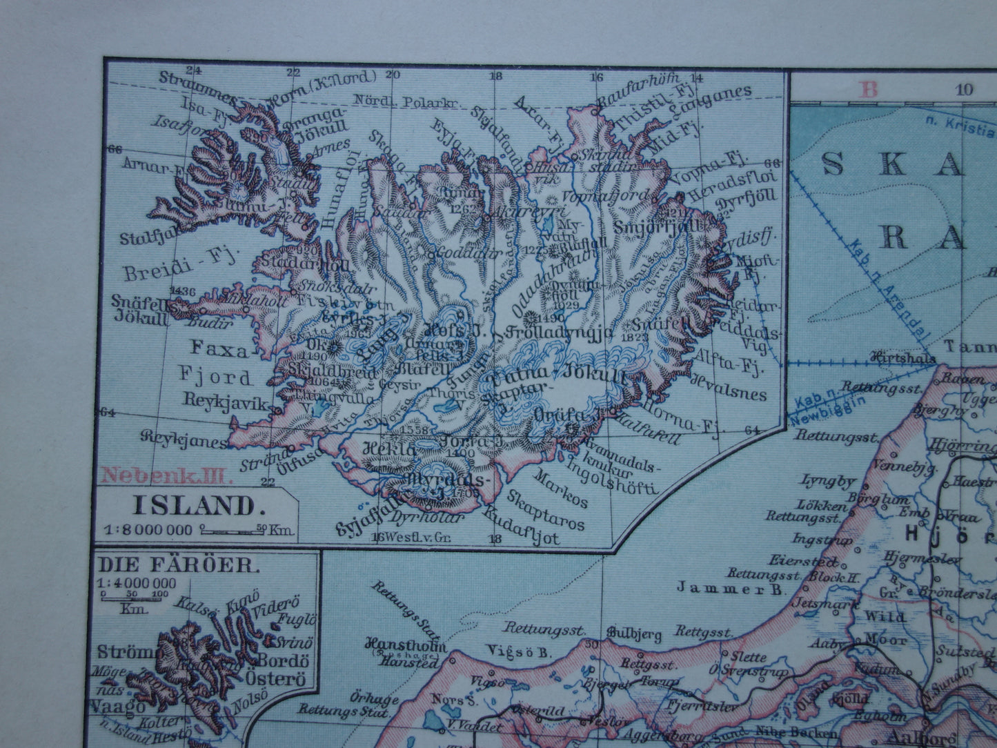 DENMARK old map of Denmark from 1913 original antique map