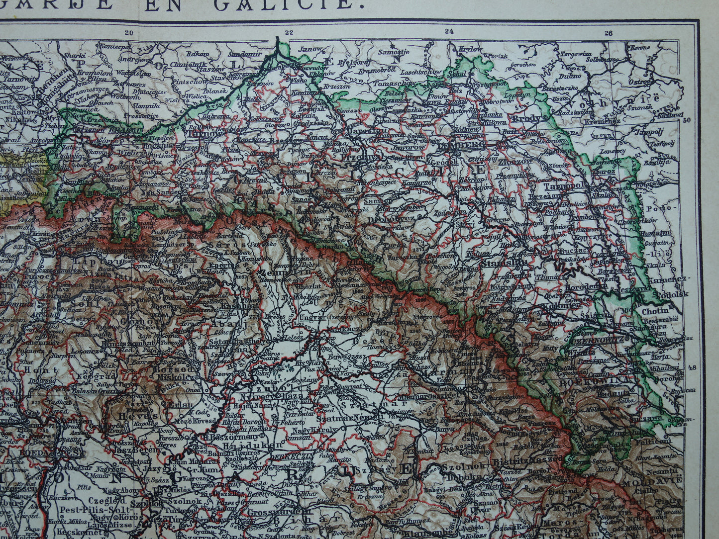 HUNGARY old Dutch map of Hungary from 1908 original antique map