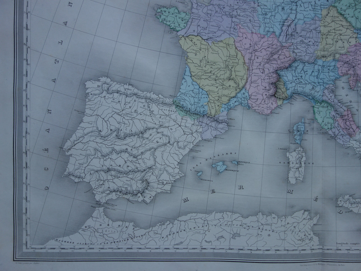 Map of Europe Charlemagne Antique map European continent 8th century Emperor Charles vintage maps